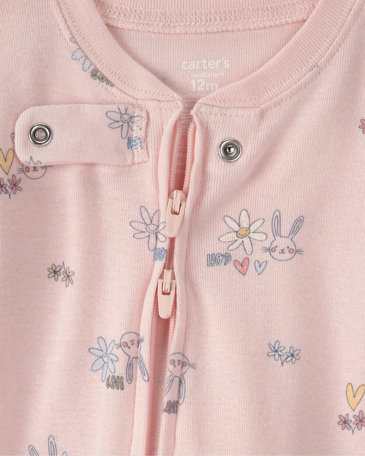 Baby Girl Easter Bunny 100% Cotton Snug Fit 1-Piece Pajama - Pink - Image 2