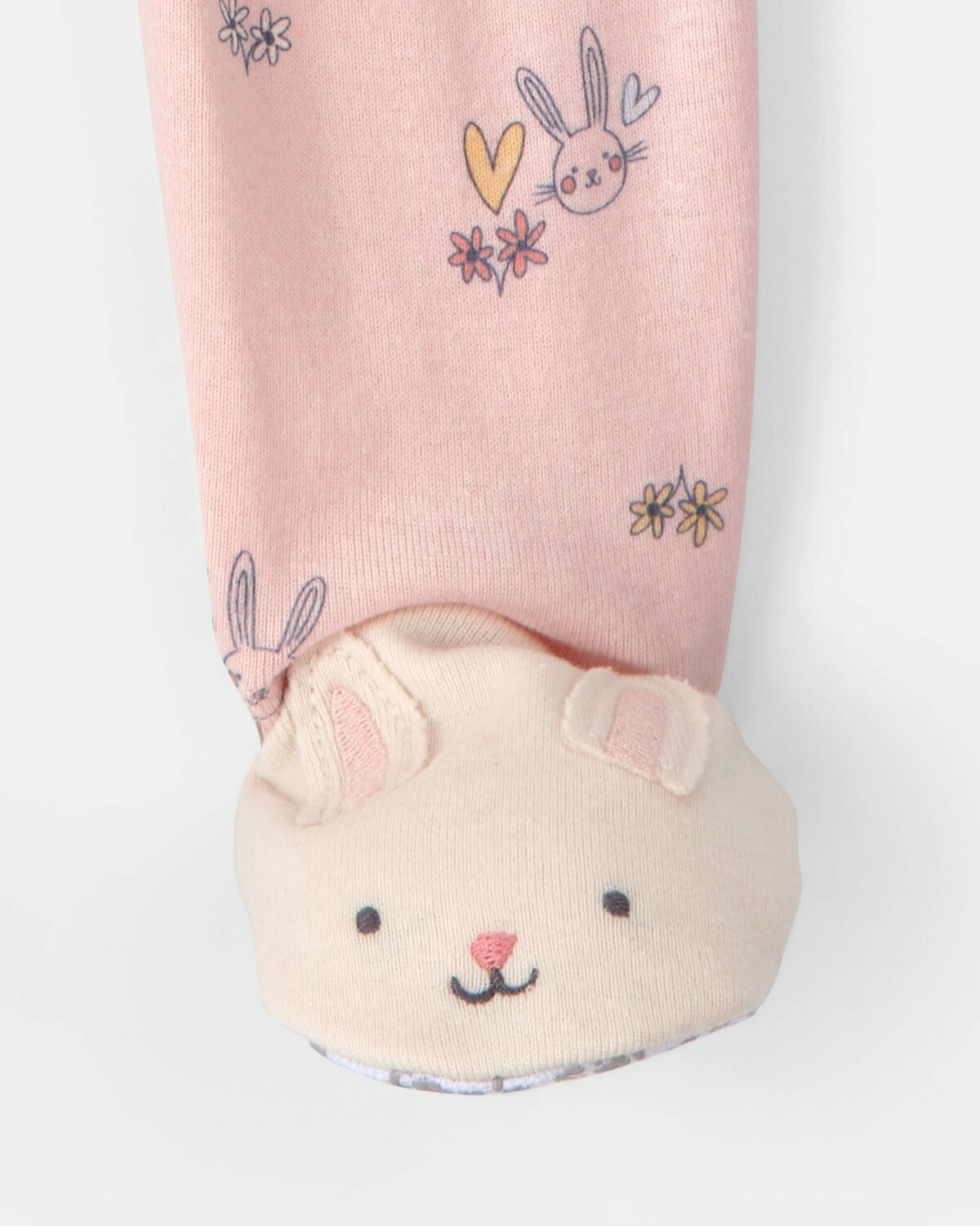 Baby Girl Easter Bunny 100% Cotton Snug Fit 1-Piece Pajama - Pink - Image 4