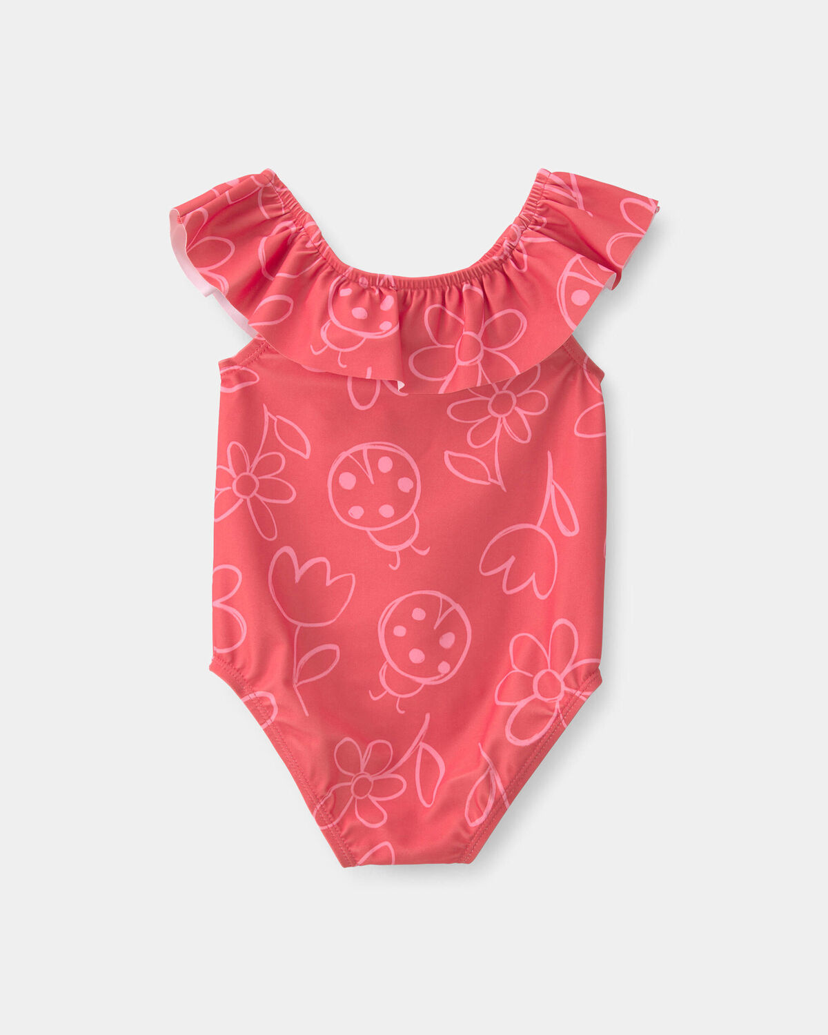 Baby Girl Floral 1-Piece Swimsuit - Red - Image 3