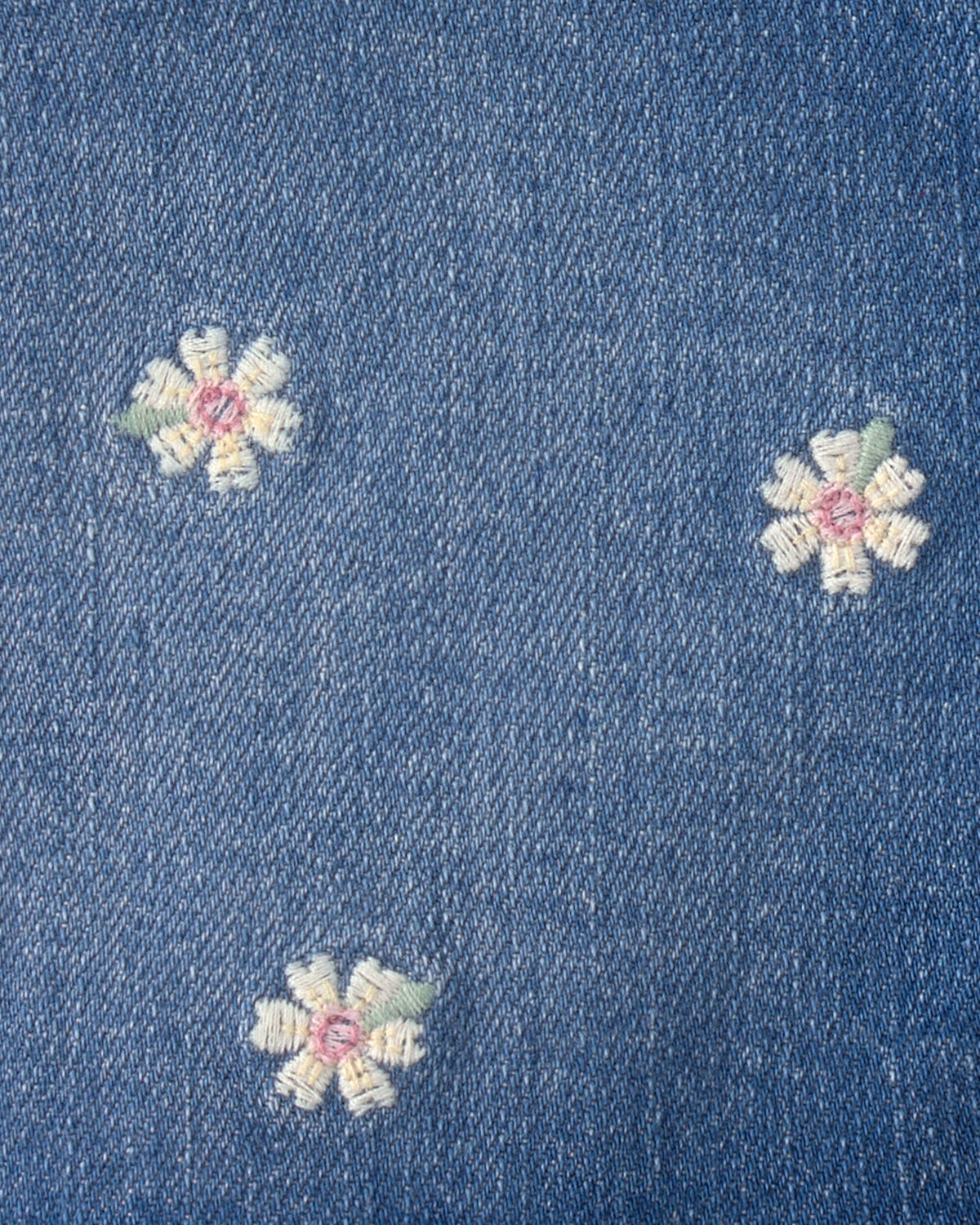 Baby Girl Daisy Denim Embroidered Shorts - Dark Wash - Image 4