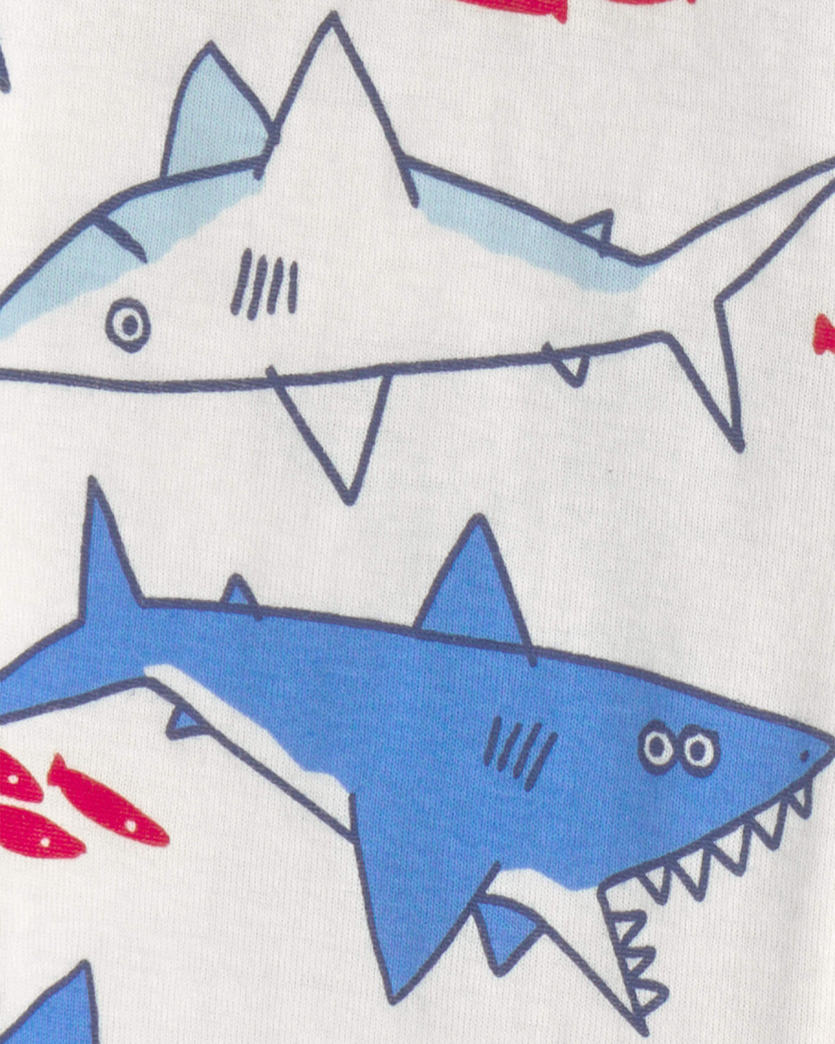 Baby Boy Shark 100% Cotton Snug Fit 1-Piece Pajama - Ivory/Blue - Image 4