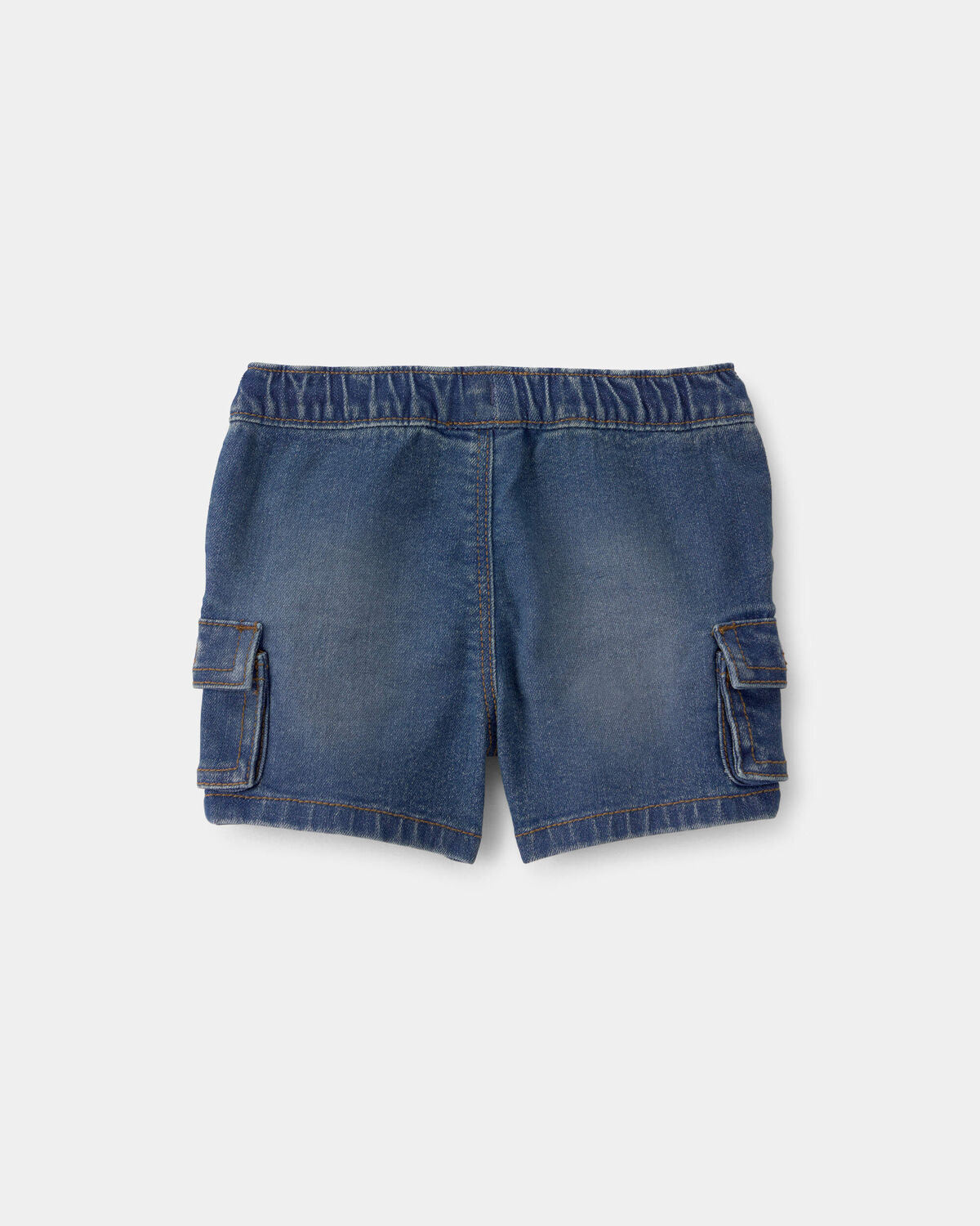 Baby Boy Denim Drawstring Cargo Shorts - Dark Wash - Image 2