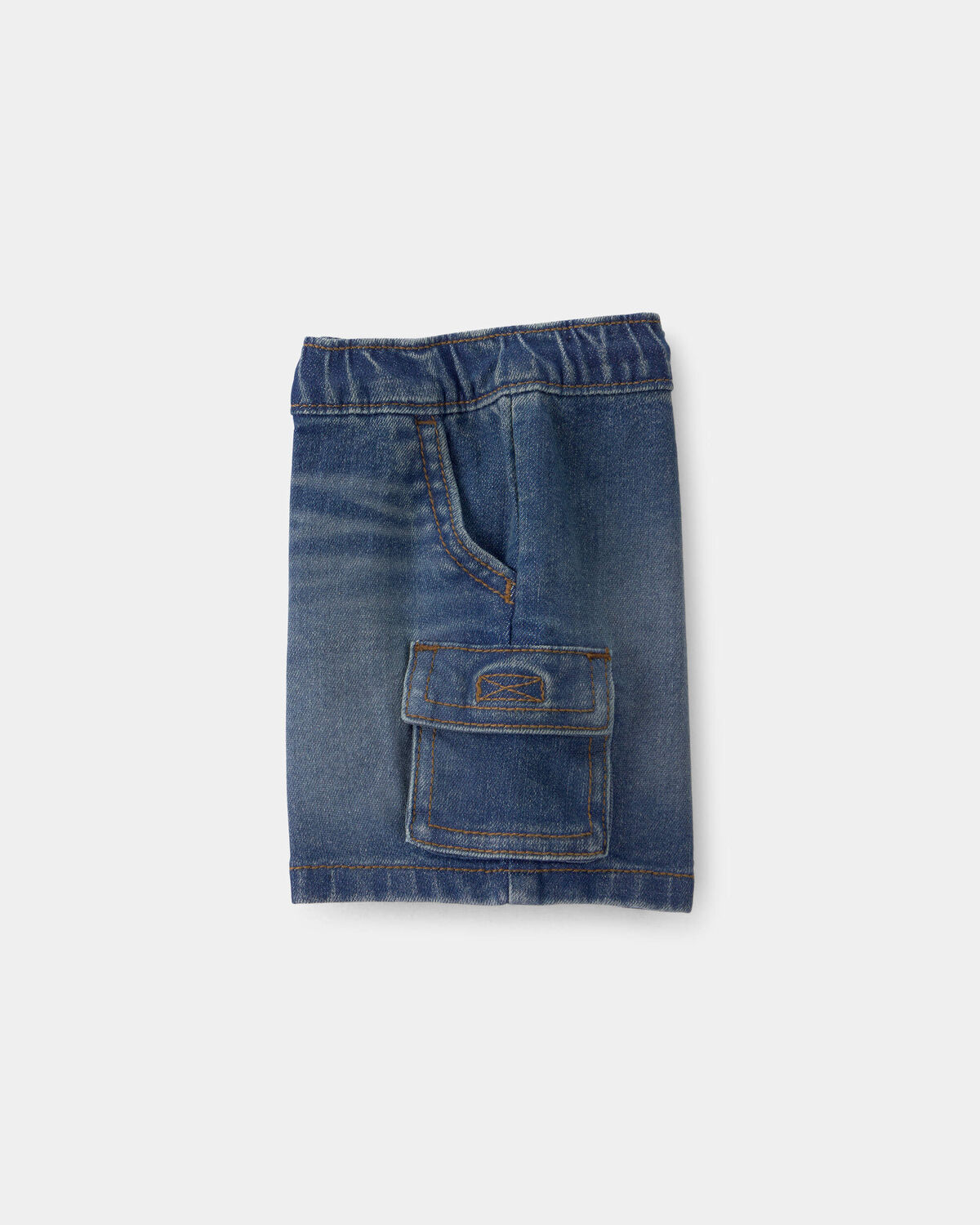 Baby Boy Denim Drawstring Cargo Shorts - Dark Wash - Image 3