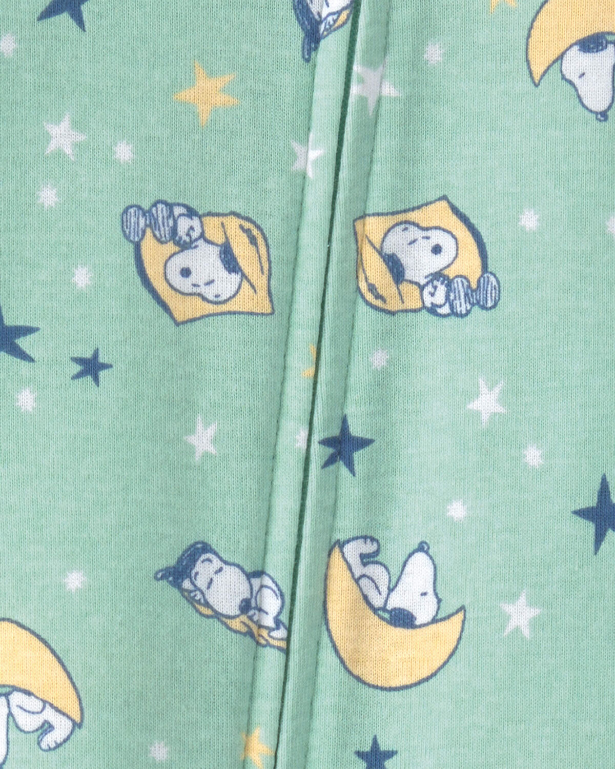Baby Peanuts Snoopy 100% Cotton Snug Fit 1-Piece Pajama - Green - Image 2