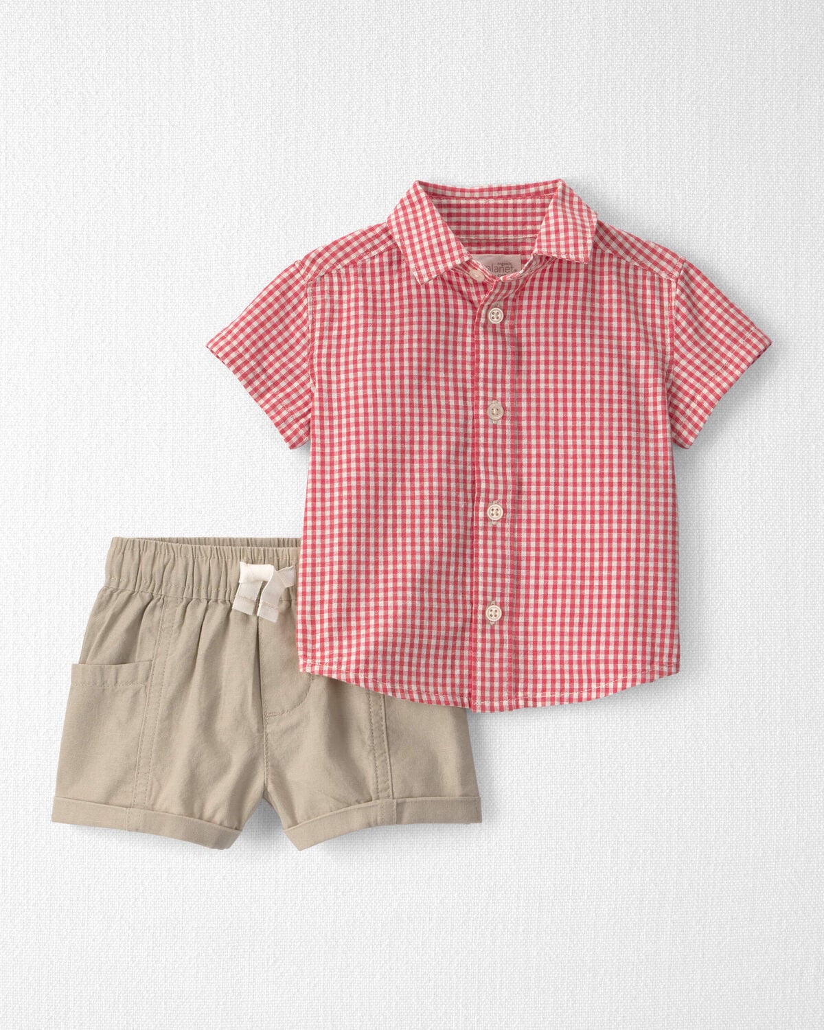 Baby Boy 2-Piece Top & Short Set Made with Organic Cotton in Red Gingham
