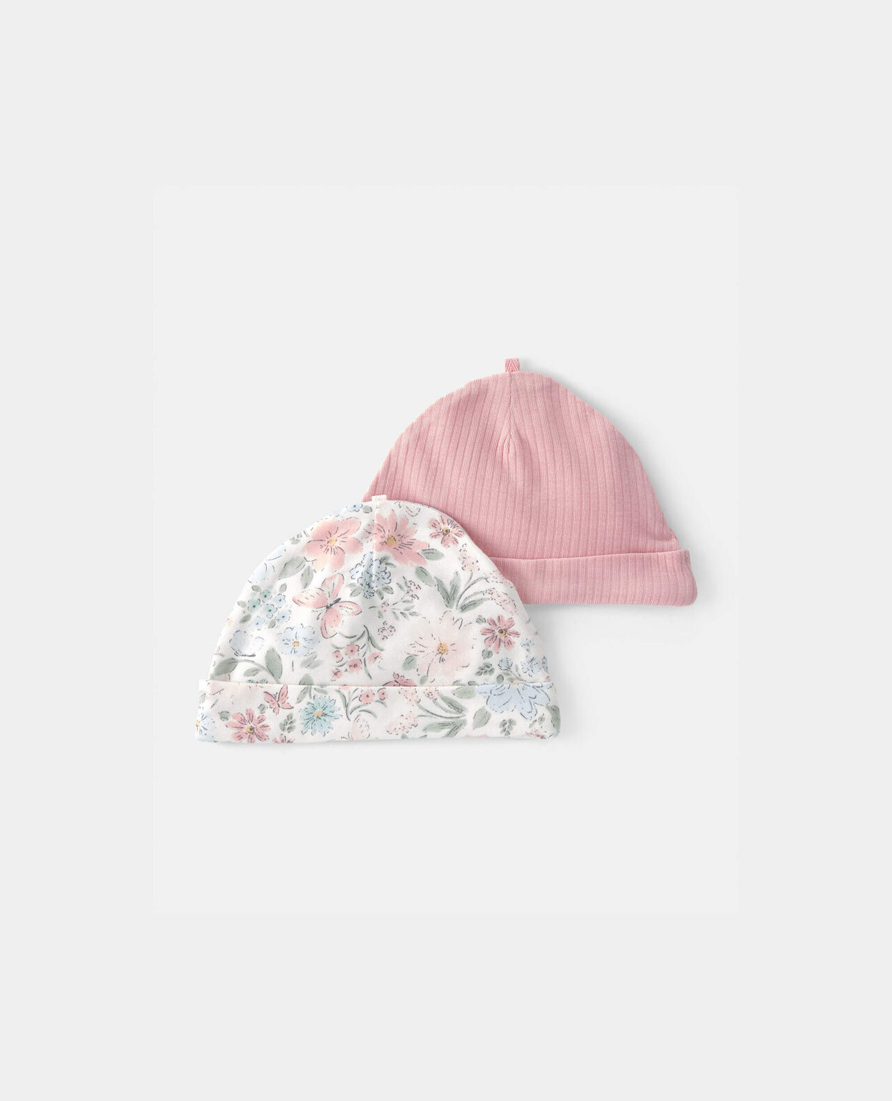 Baby Girl 2-Pack Butterfly Garden PurelySoft Caps - Pink/Ivory - Image 3