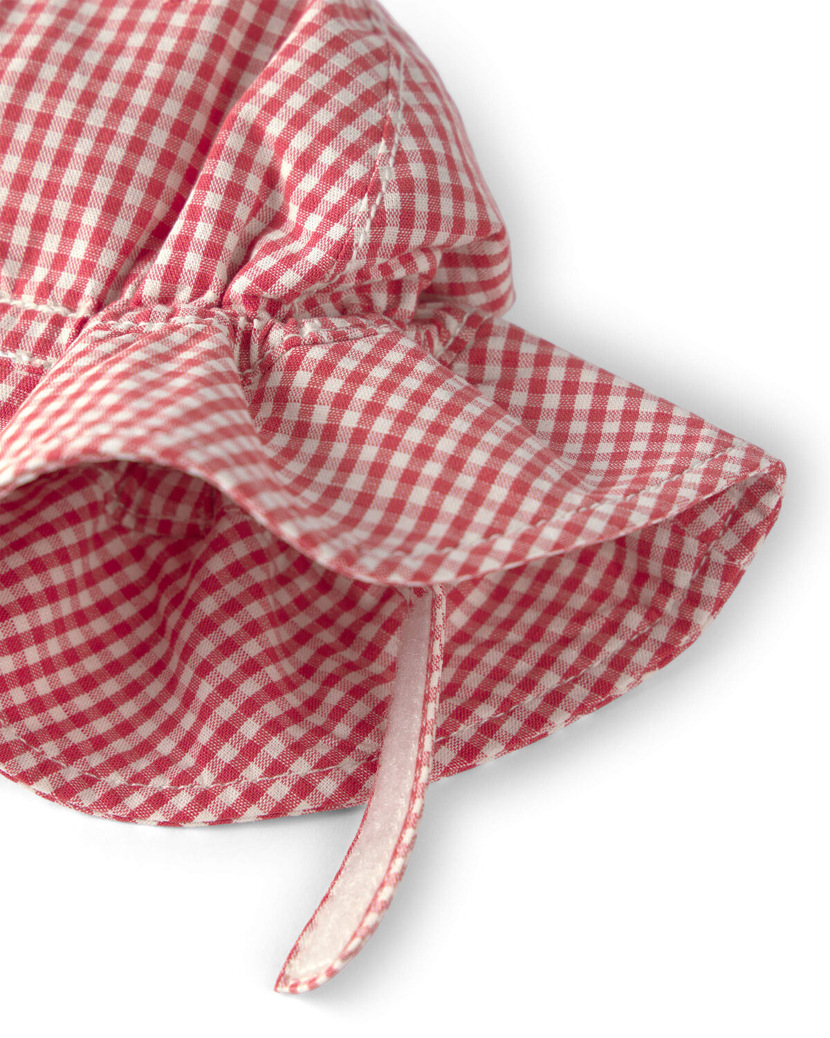 Baby Girl Sunhat Made with Organic Cotton in Red Gingham - Image 3