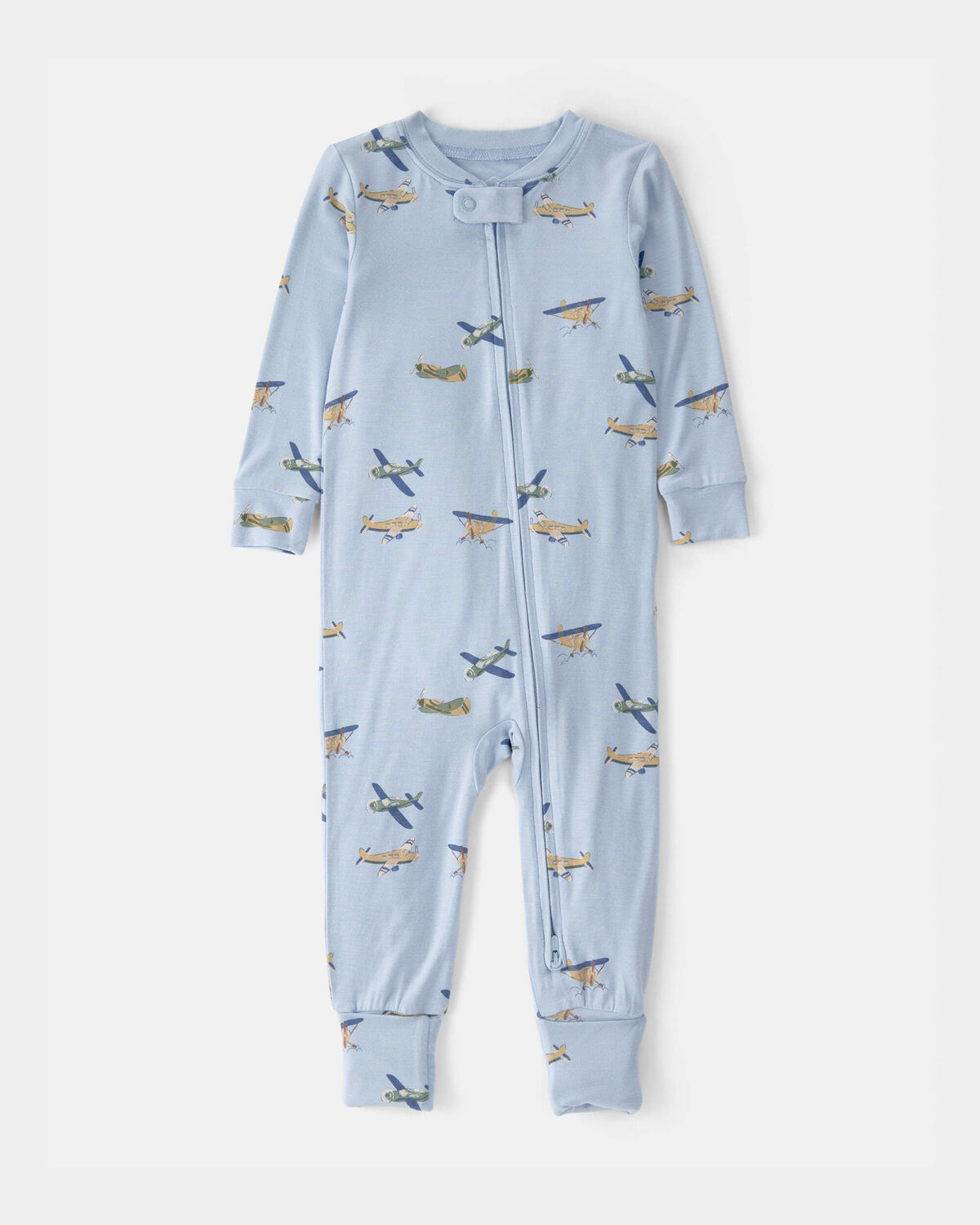 Baby Boy Plane PurelySoft 2-Way Zip 1-Piece Pajama - Blue