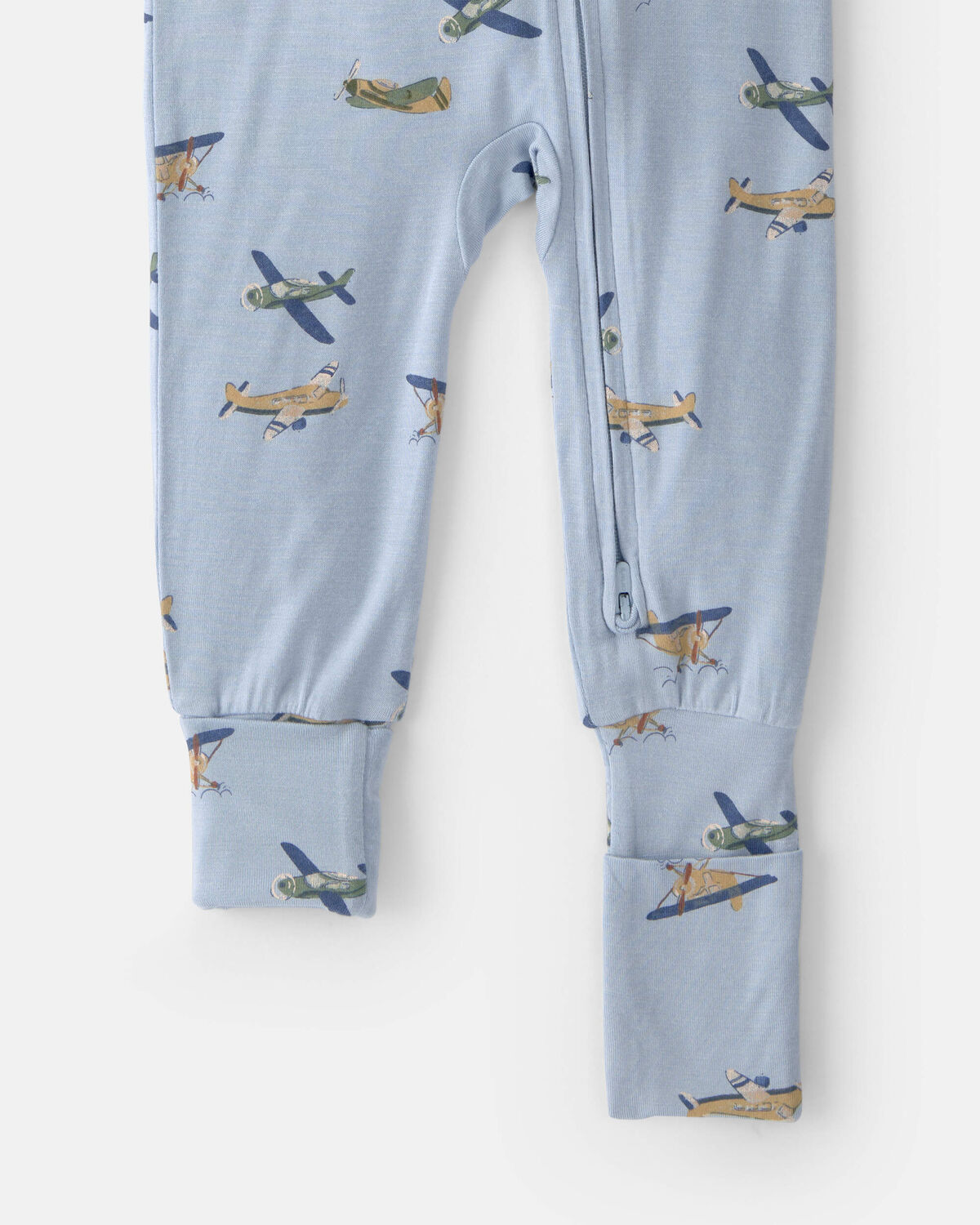 Baby Boy Plane PurelySoft 2-Way Zip 1-Piece Pajama - Blue - Image 5