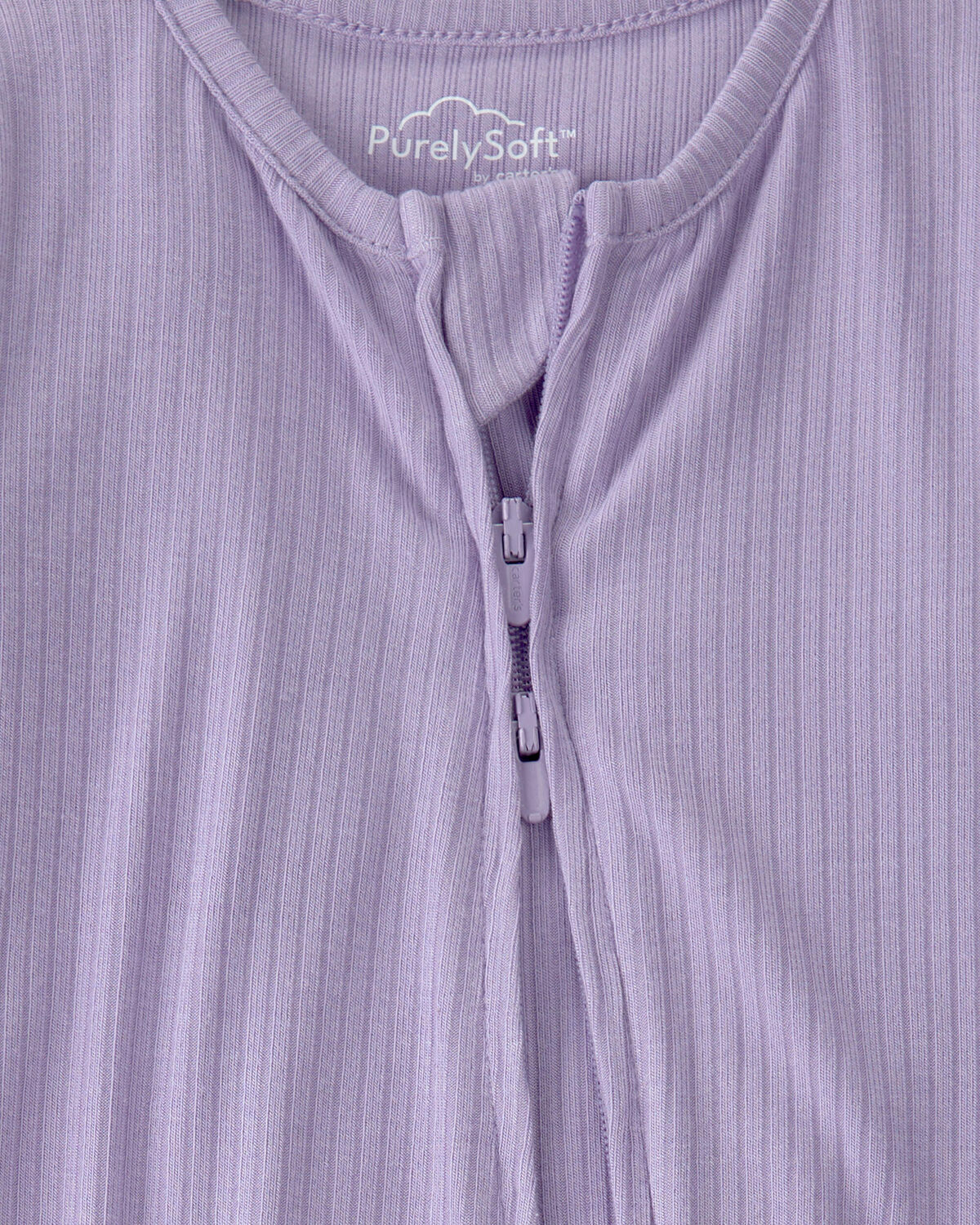 Baby Girl 2-Way Zip PurelySoft Sleep & Play Pajama - Purple - Image 2