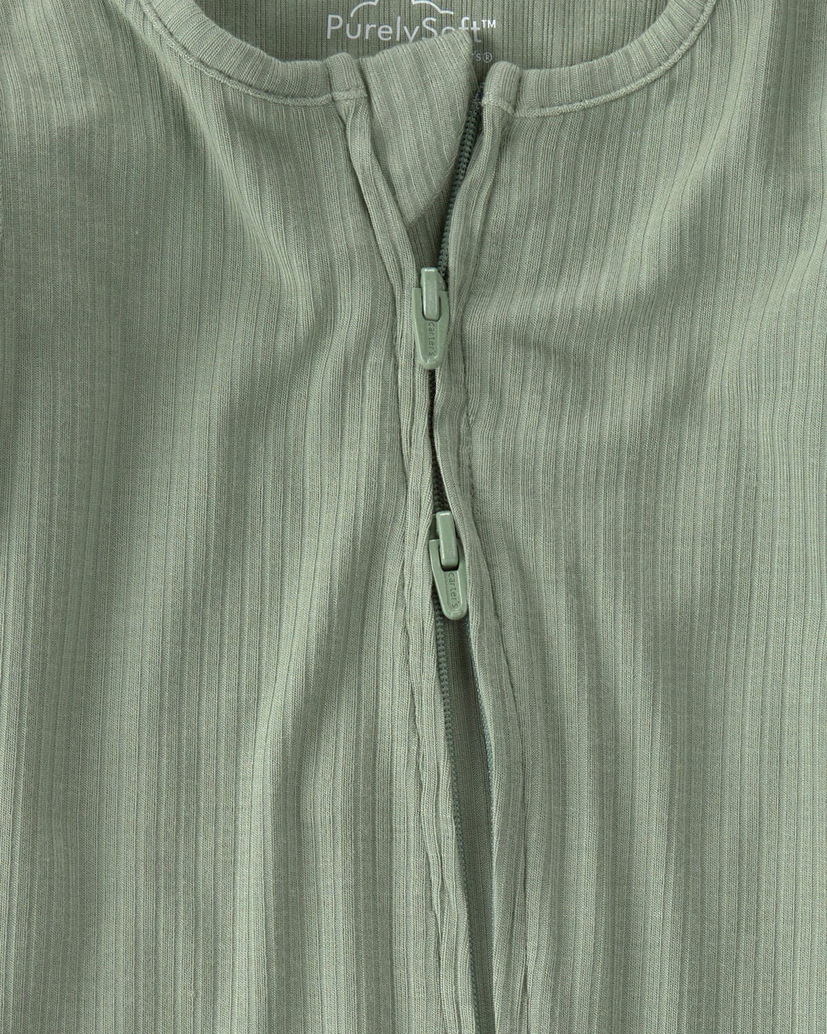 Baby 2-Way Zip PurelySoft Sleep & Play Pajama - Green - Image 2