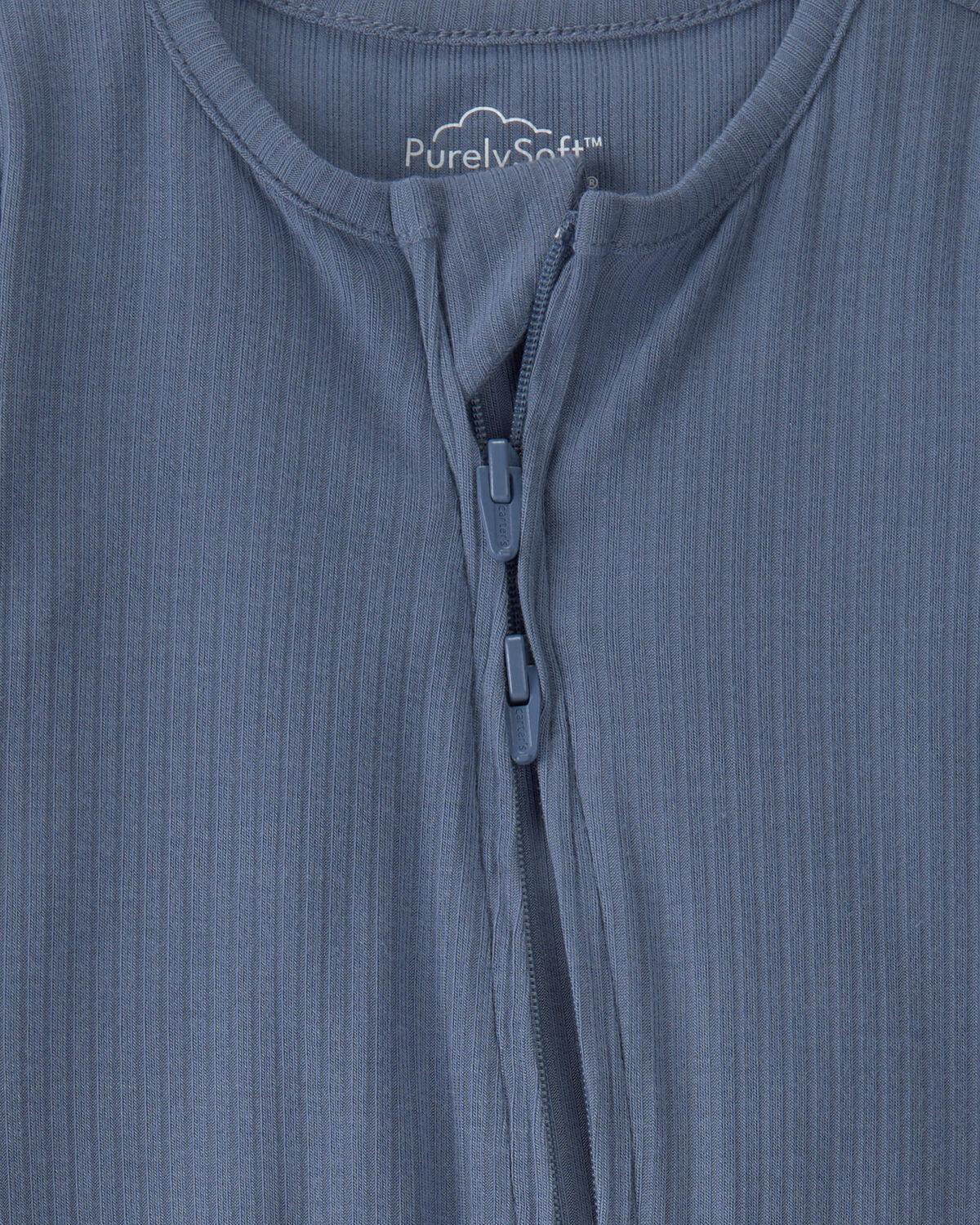 Baby Boy 2-Way Zip PurelySoft Sleep & Play Pajama - Blue - Image 2