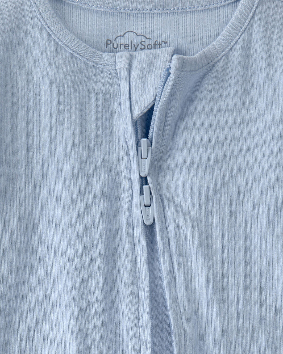 Baby Boy 2-Way Zip PurelySoft Sleep & Play Pajama - Blue - Image 2