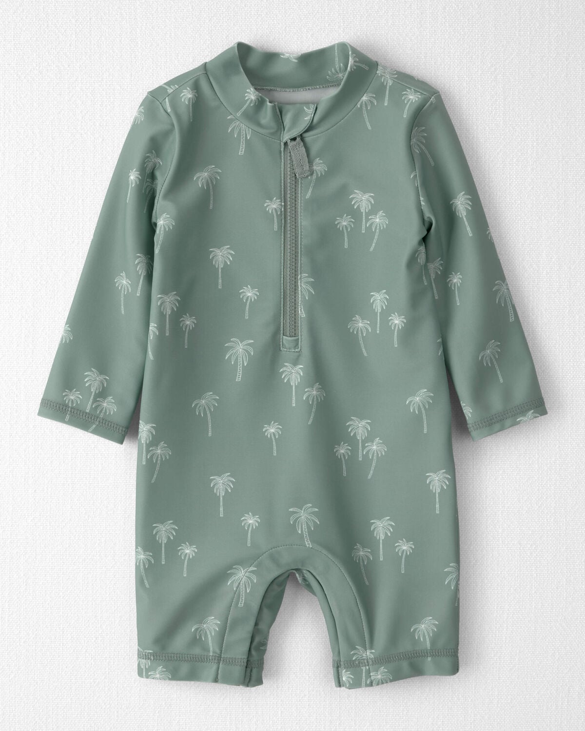 Baby Boy Recycled Long-Sleeve Rashguard Swimsuit in Palm Tree