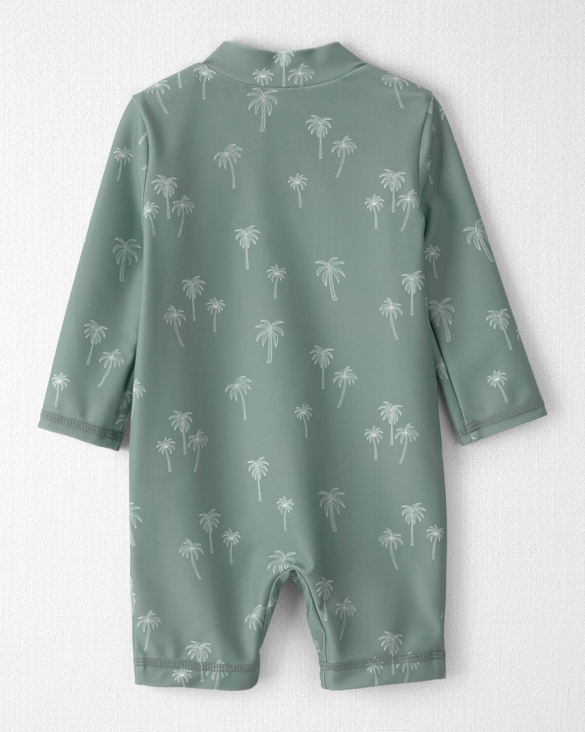 Baby Boy Recycled Long-Sleeve Rashguard Swimsuit in Palm Tree - Image 2