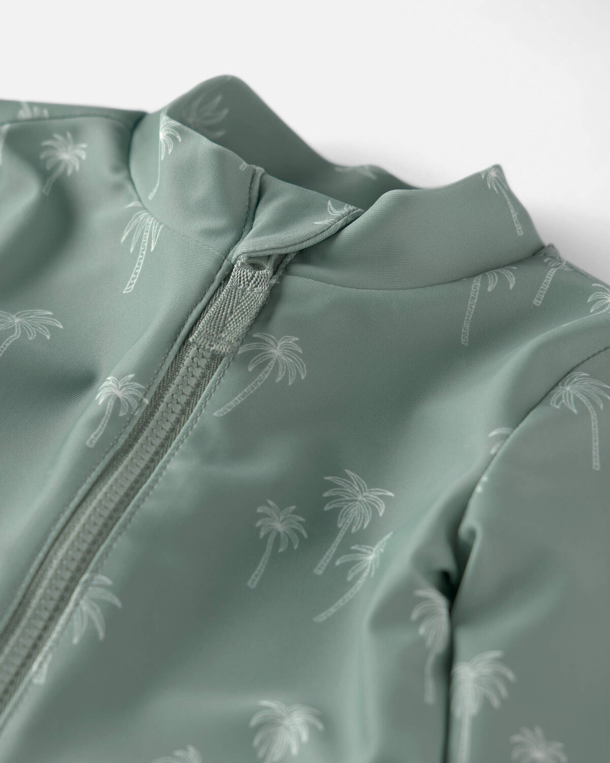 Baby Boy Recycled Long-Sleeve Rashguard Swimsuit in Palm Tree - Image 3
