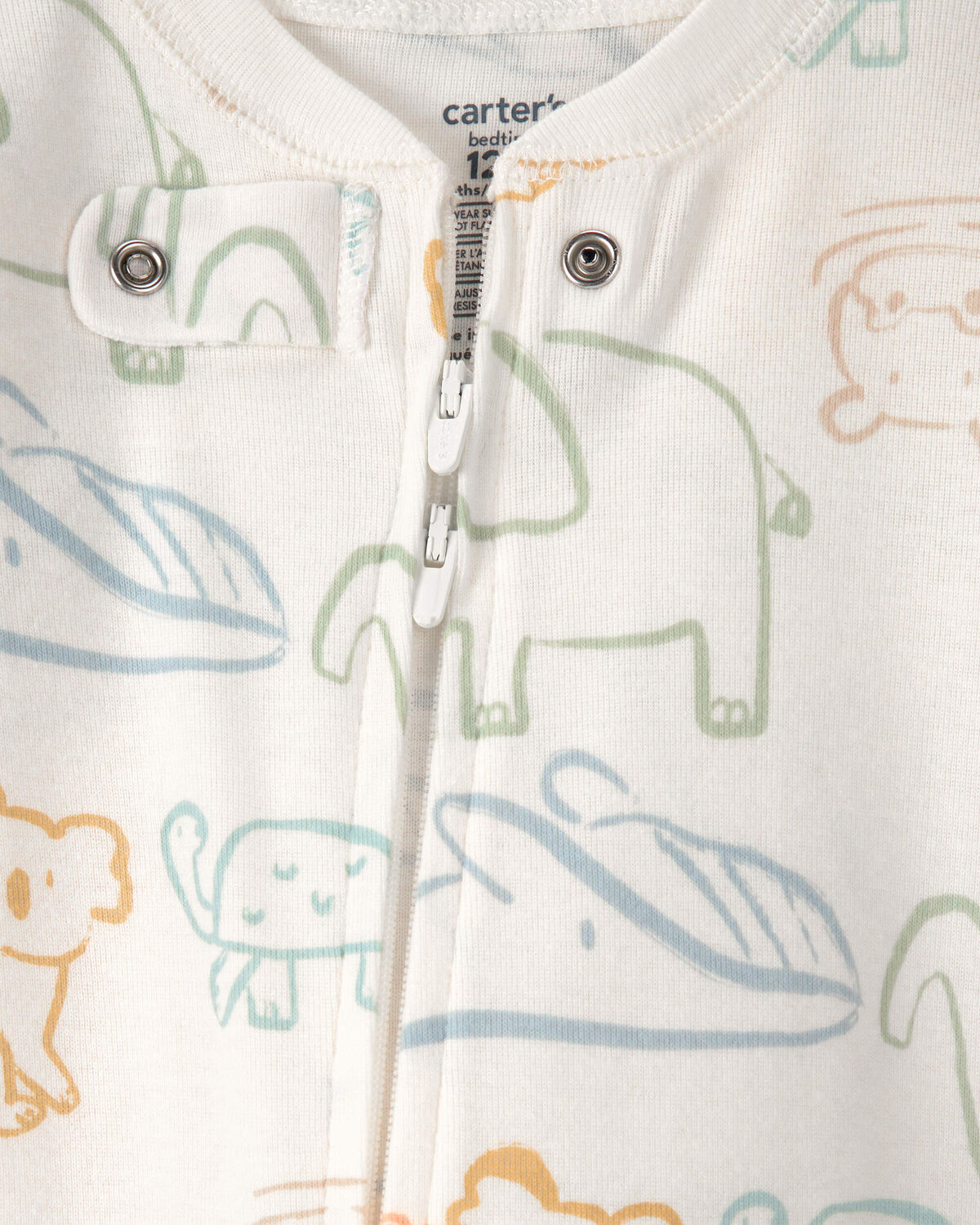 Baby Elephant 100% Cotton Snug Fit 1-Piece Pajama - Ivory - Image 2