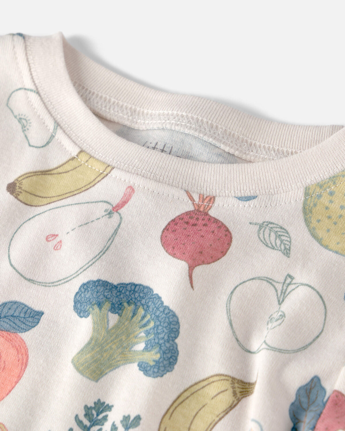 Baby 2-Piece Organic Cotton Ribbed Pajama Set in Veggie Fruit Print - Image 2
