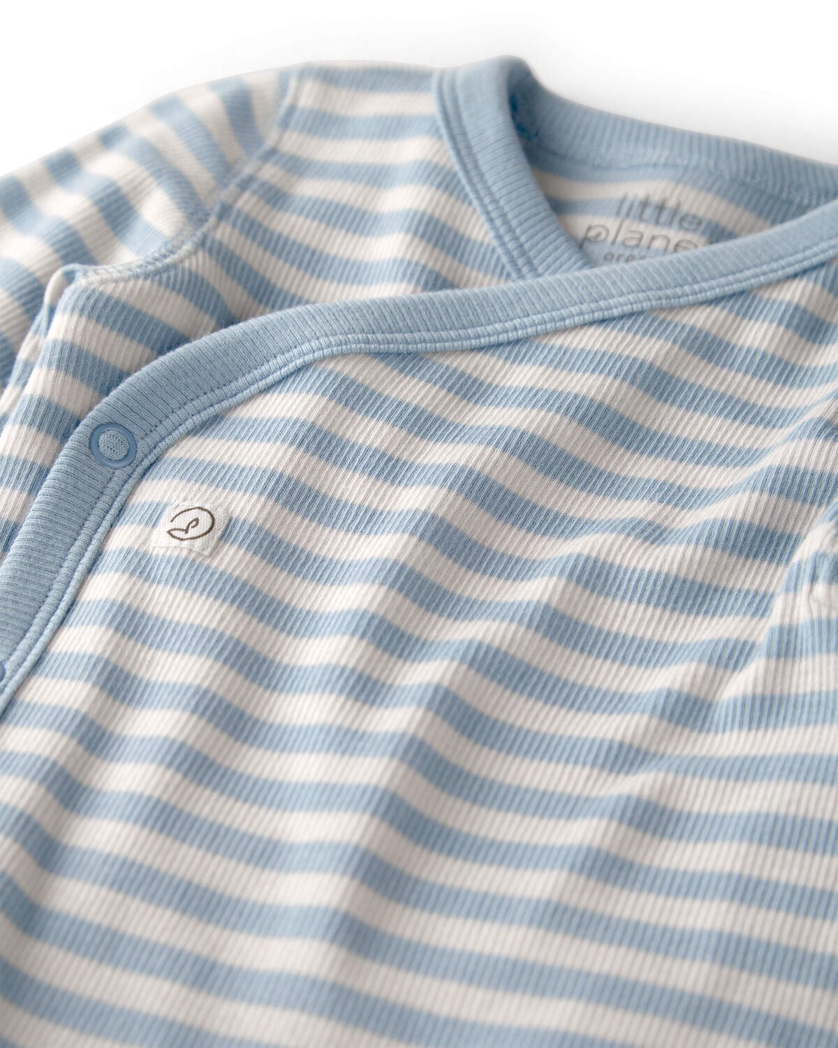 Baby Organic Cotton Wrap Bodysuit in Stripes - Image 2