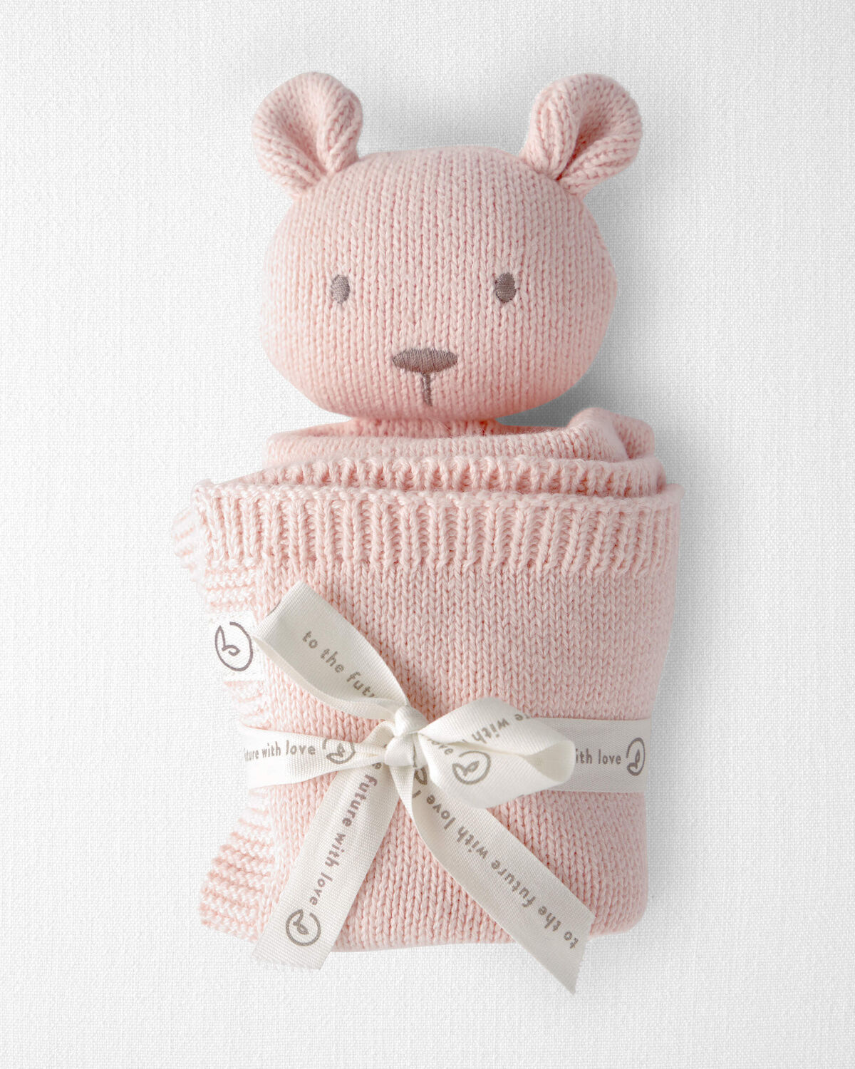 Baby Girl Organic Cotton Bear Lovey - Image 2