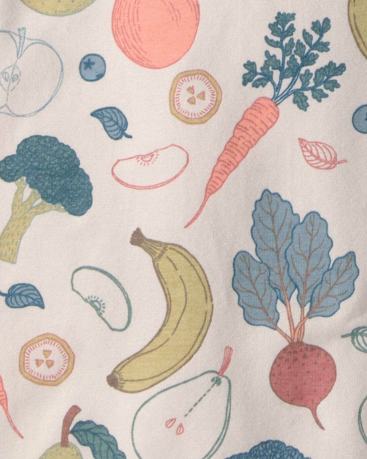 Baby 2-Pack Organic Cotton Rompers in Veggie Fruit Print - Image 4