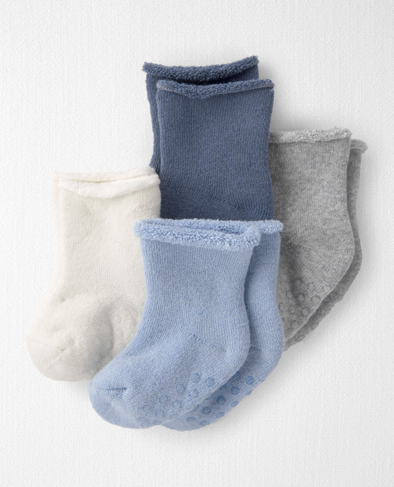 Baby Boy 4-Pack Slip Resistant Socks Made with Organic Cotton - Image 3