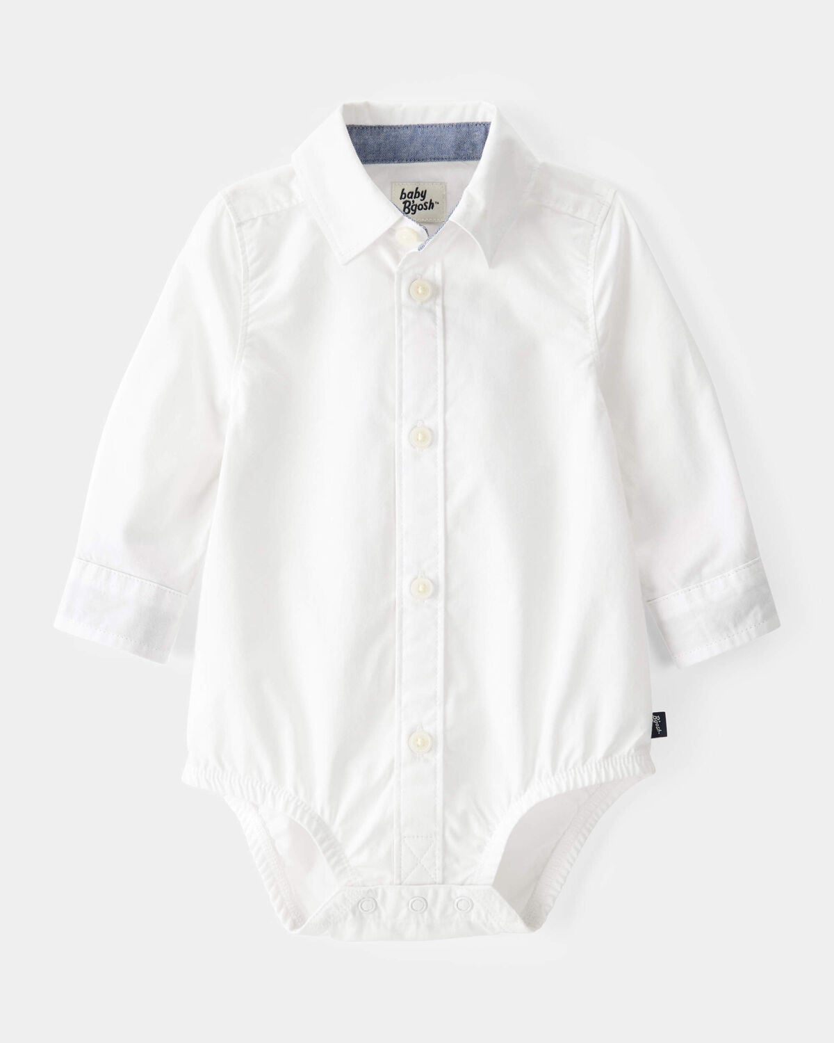 Baby Boy Long-Sleeve Button-Down Bodysuit - White
