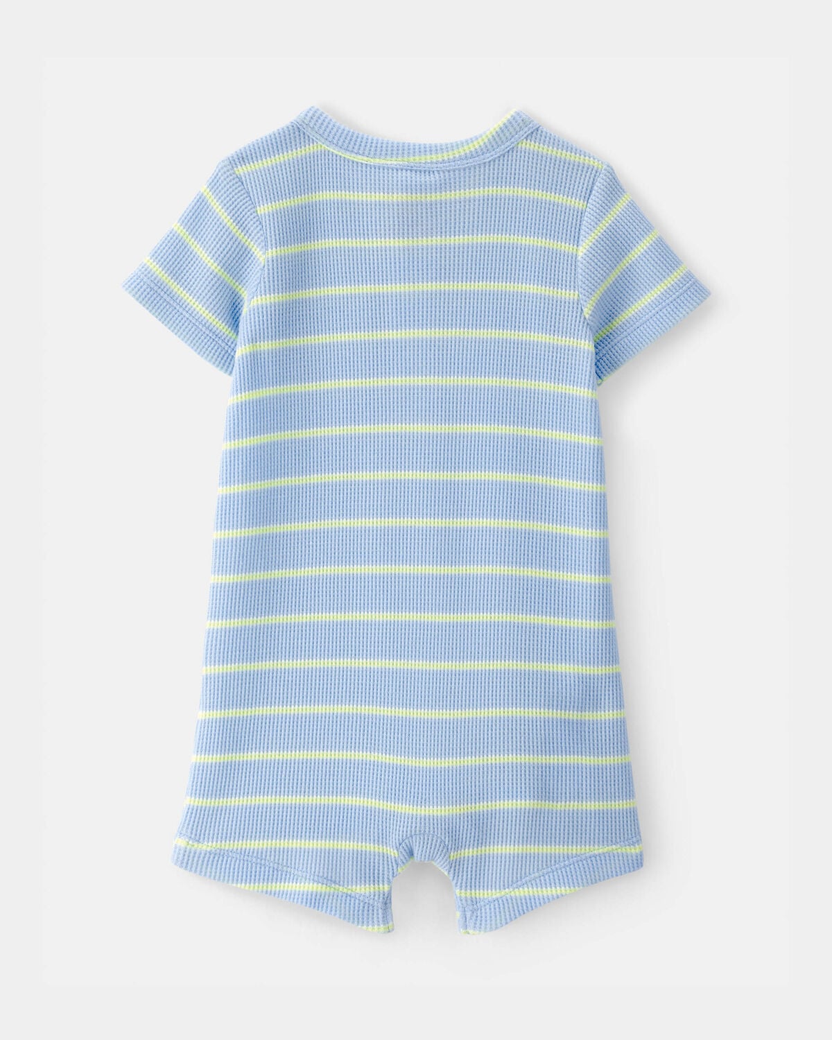 Baby Boy Striped Waffle-Knit Romper - Blue - Image 2