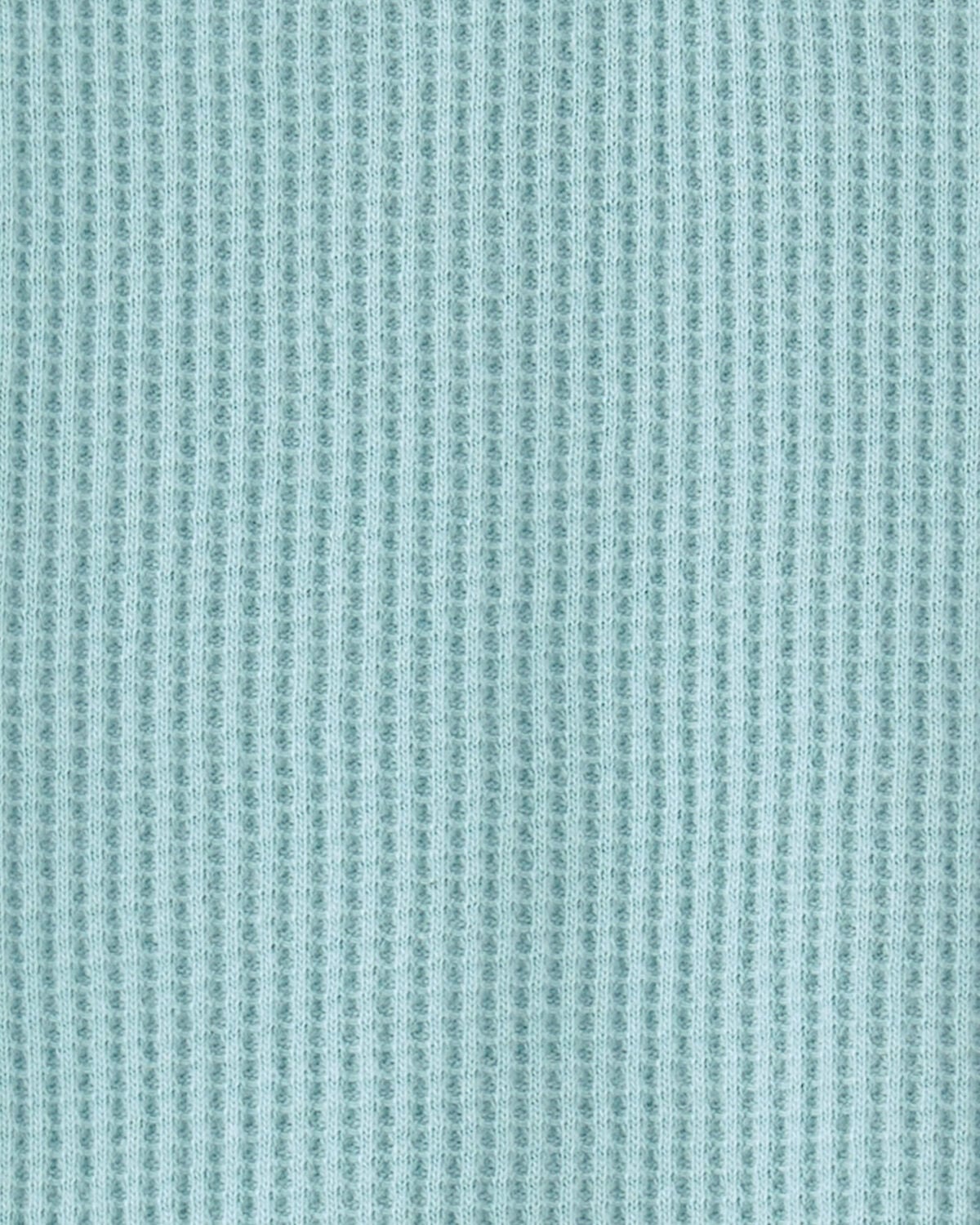 Baby Boy Waffle-Knit Polo Romper - Turquoise - Image 3