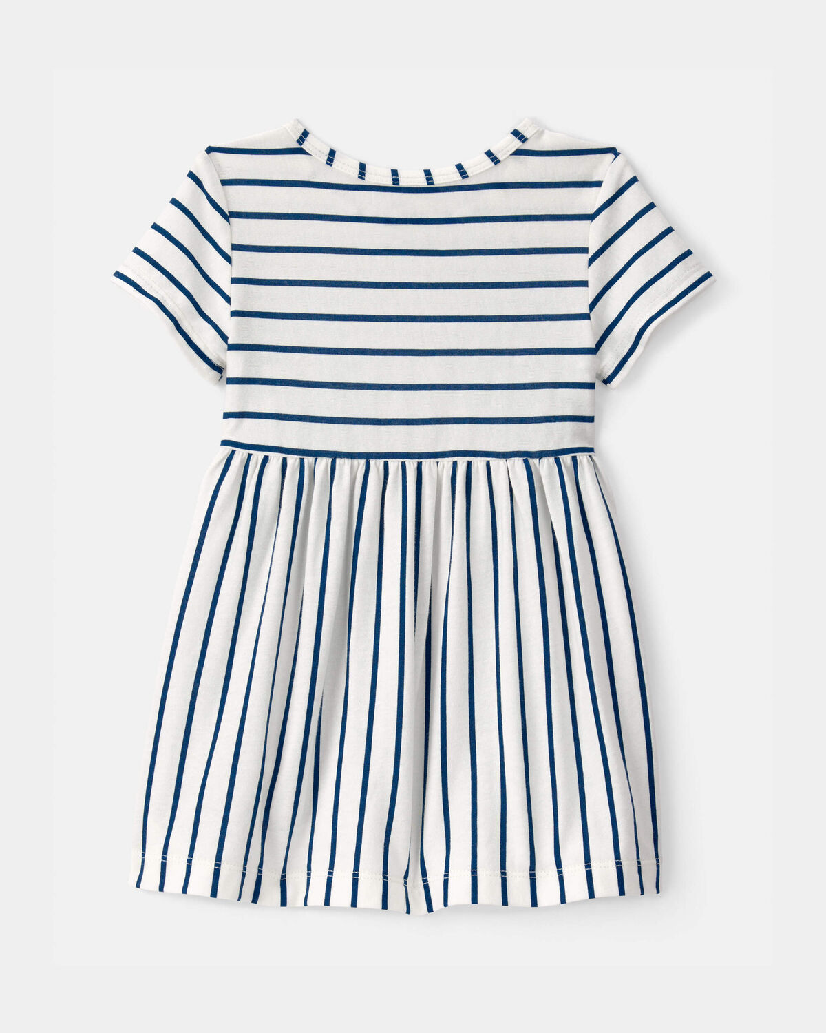 Baby Girl Striped Short-Sleeve Dress - Blue/Ivory - Image 2