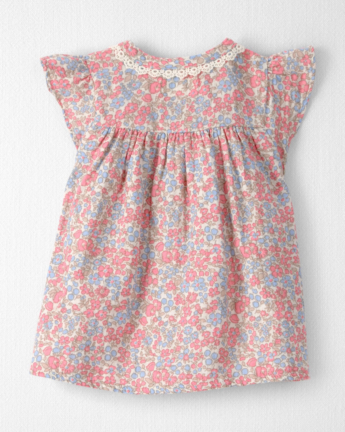 Baby Girl Organic Cotton Gauze Dress in Spring Floral Print - Image 2