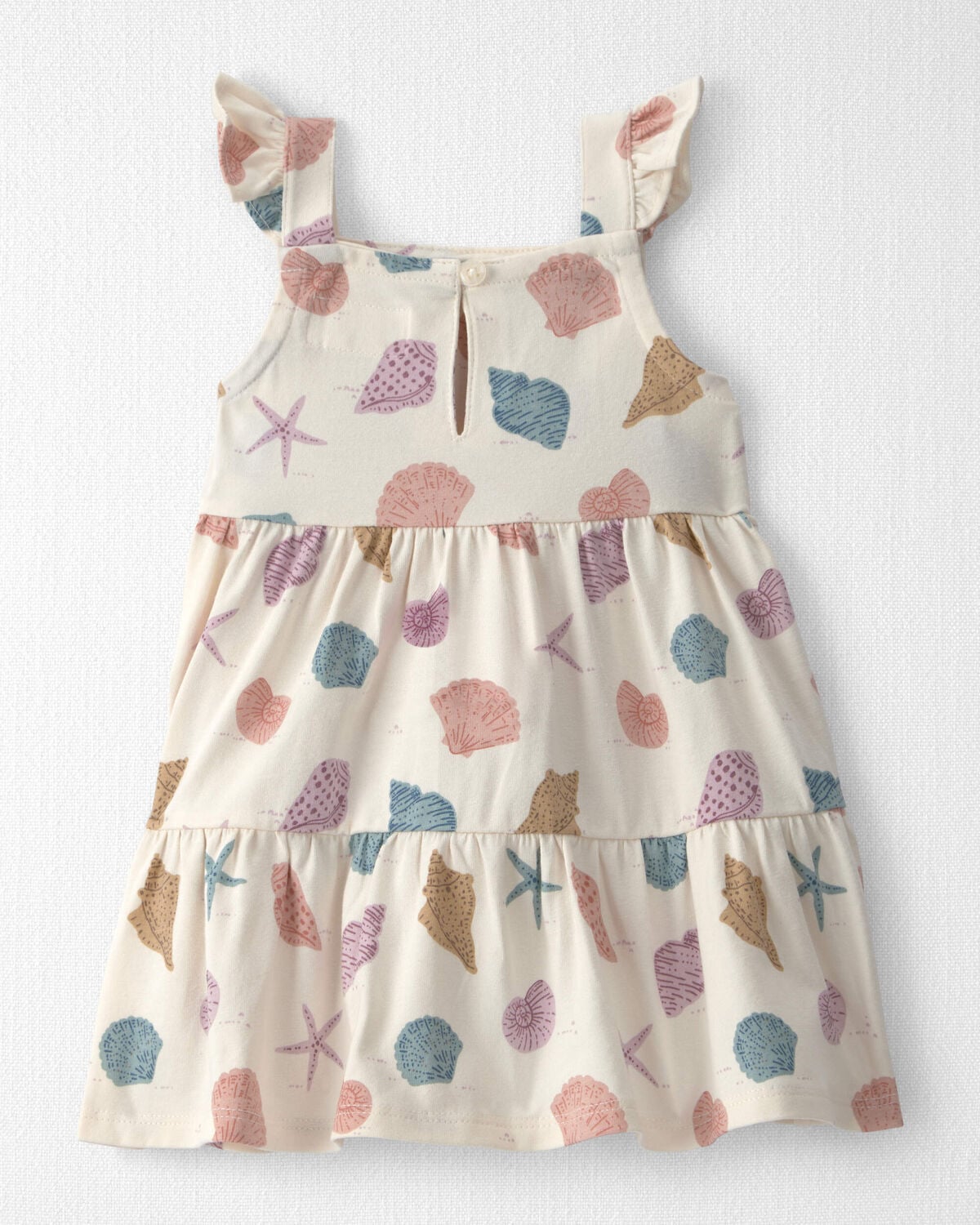 Baby Girl Organic Cotton Tiered Dress in Seashells - Image 4