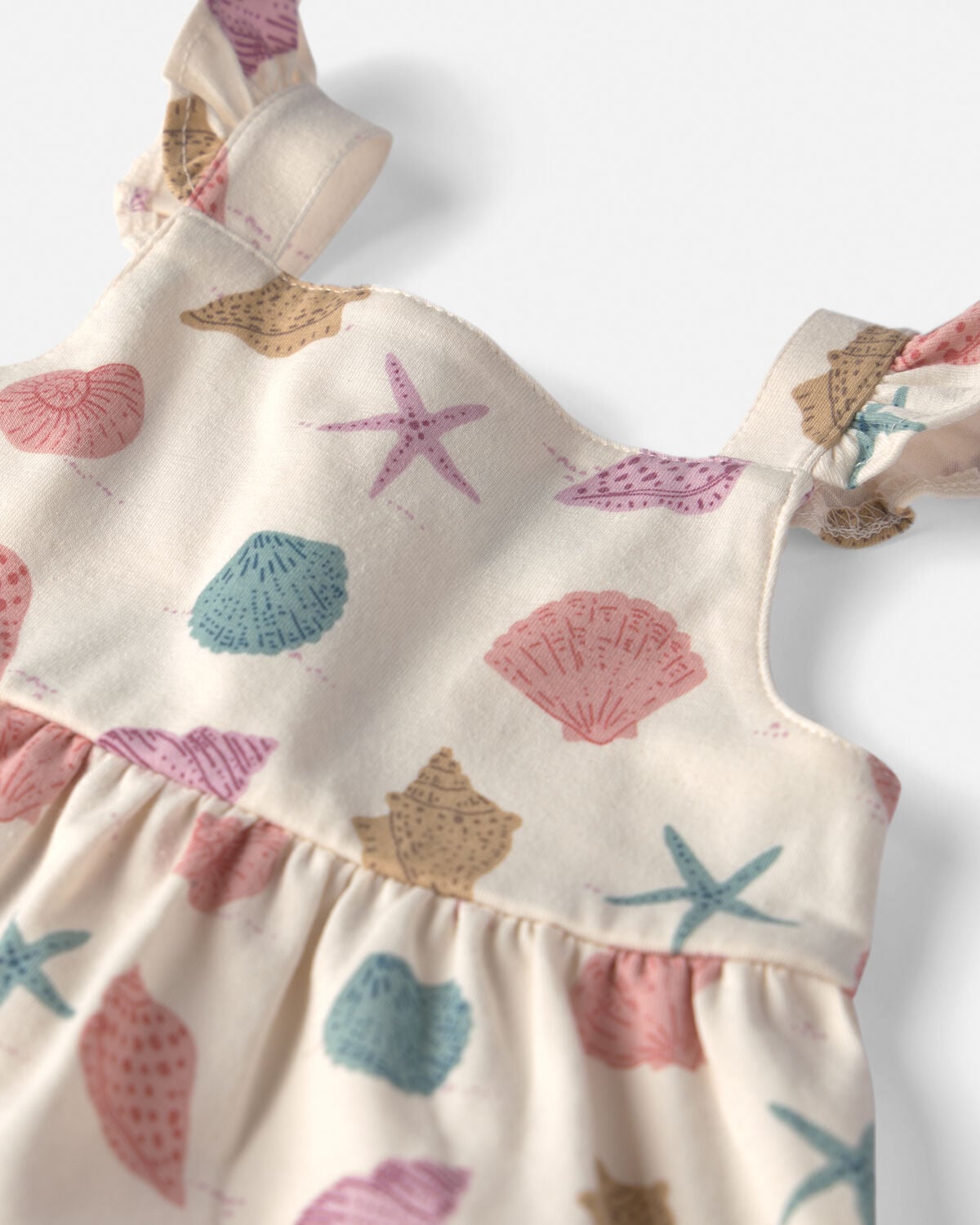 Baby Girl Organic Cotton Tiered Dress in Seashells - Image 2