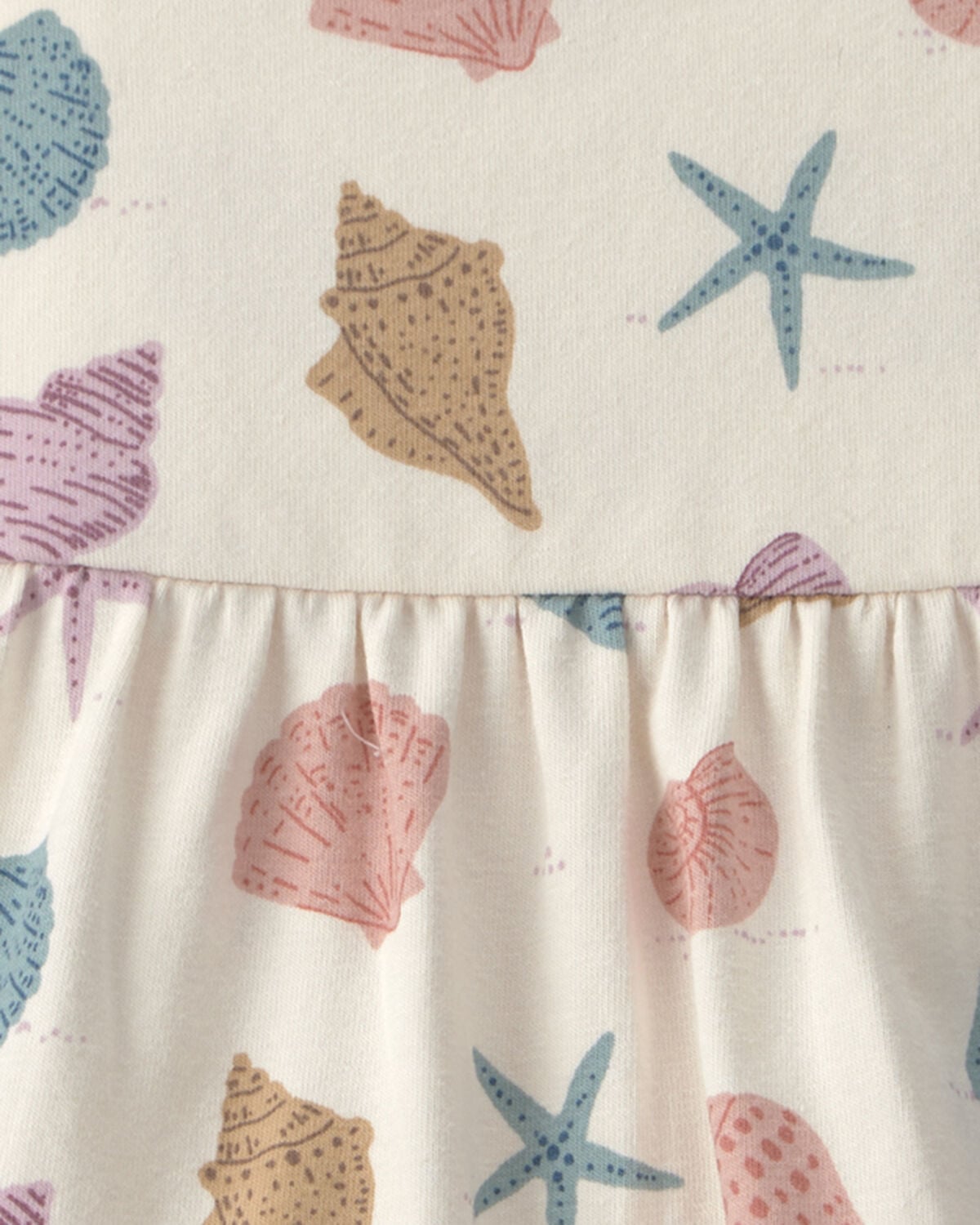 Baby Girl Organic Cotton Tiered Dress in Seashells - Image 3