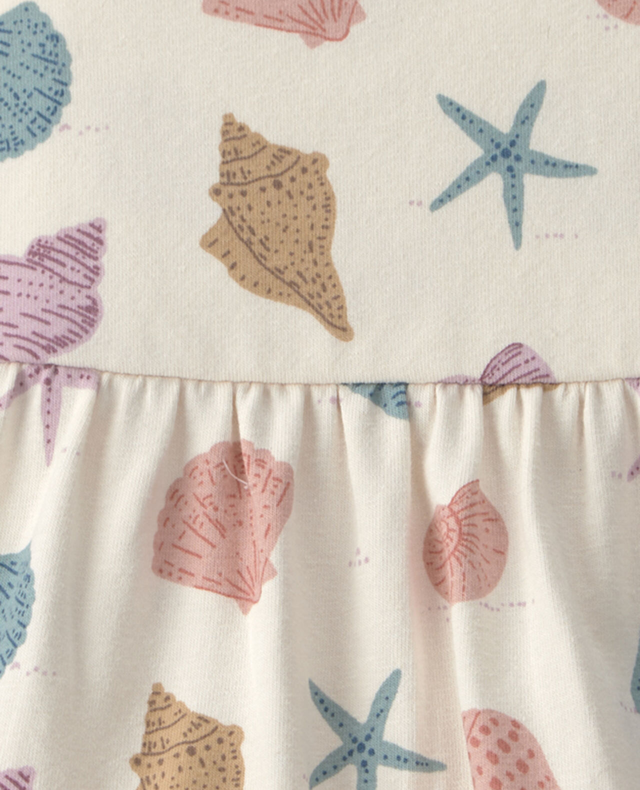Baby Girl Organic Cotton Tiered Dress in Seashells - Image 6