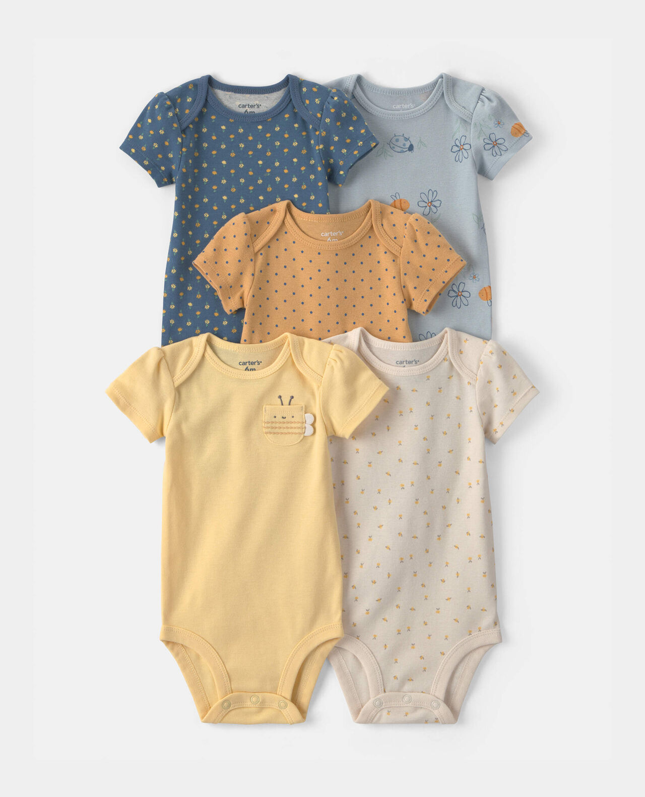 Baby Girl 5-Pack Floral Butterfly Short-Sleeve Multipack Bodysuits - Image 15