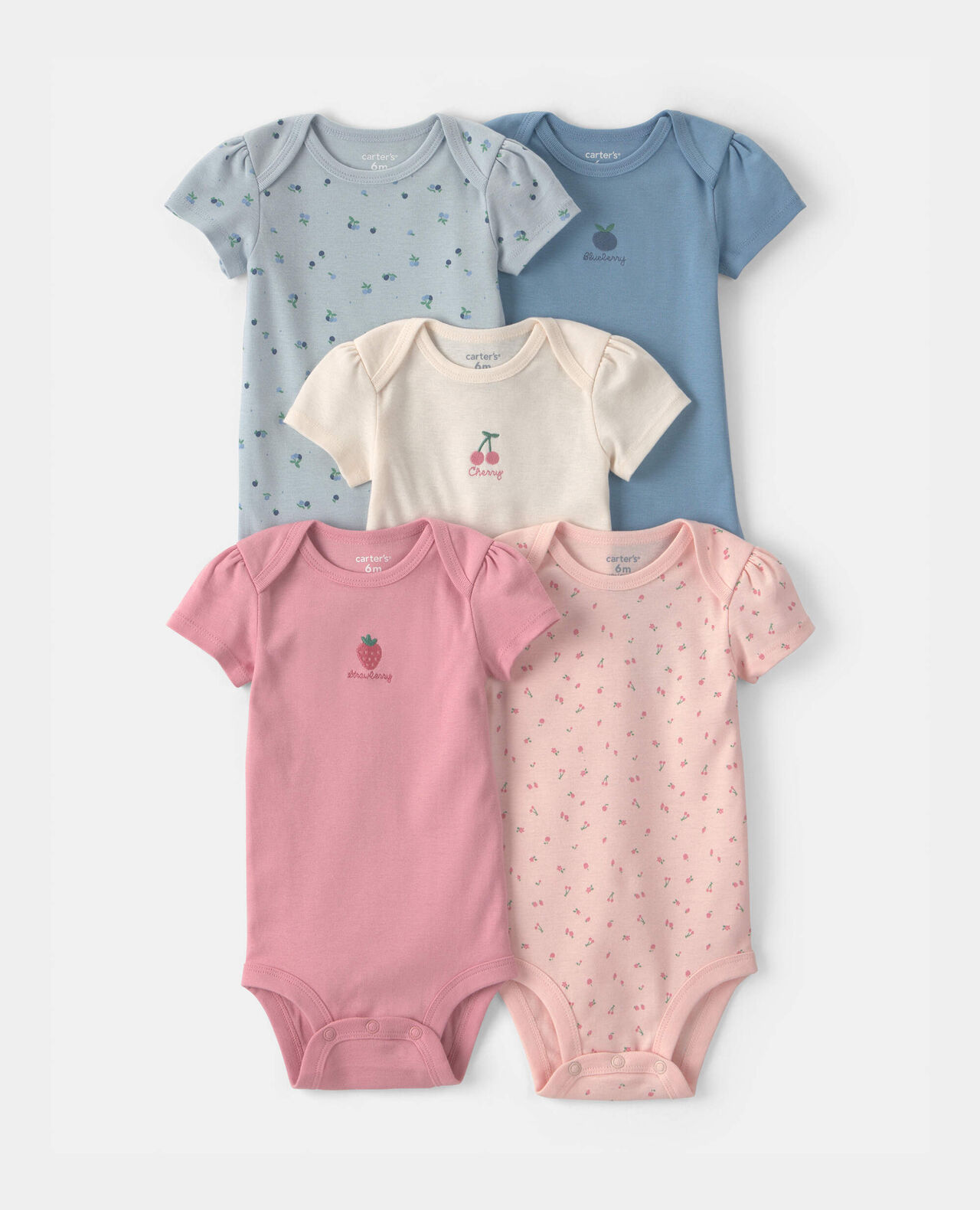 Baby Girl 5-Pack Floral Butterfly Short-Sleeve Multipack Bodysuits - Image 11