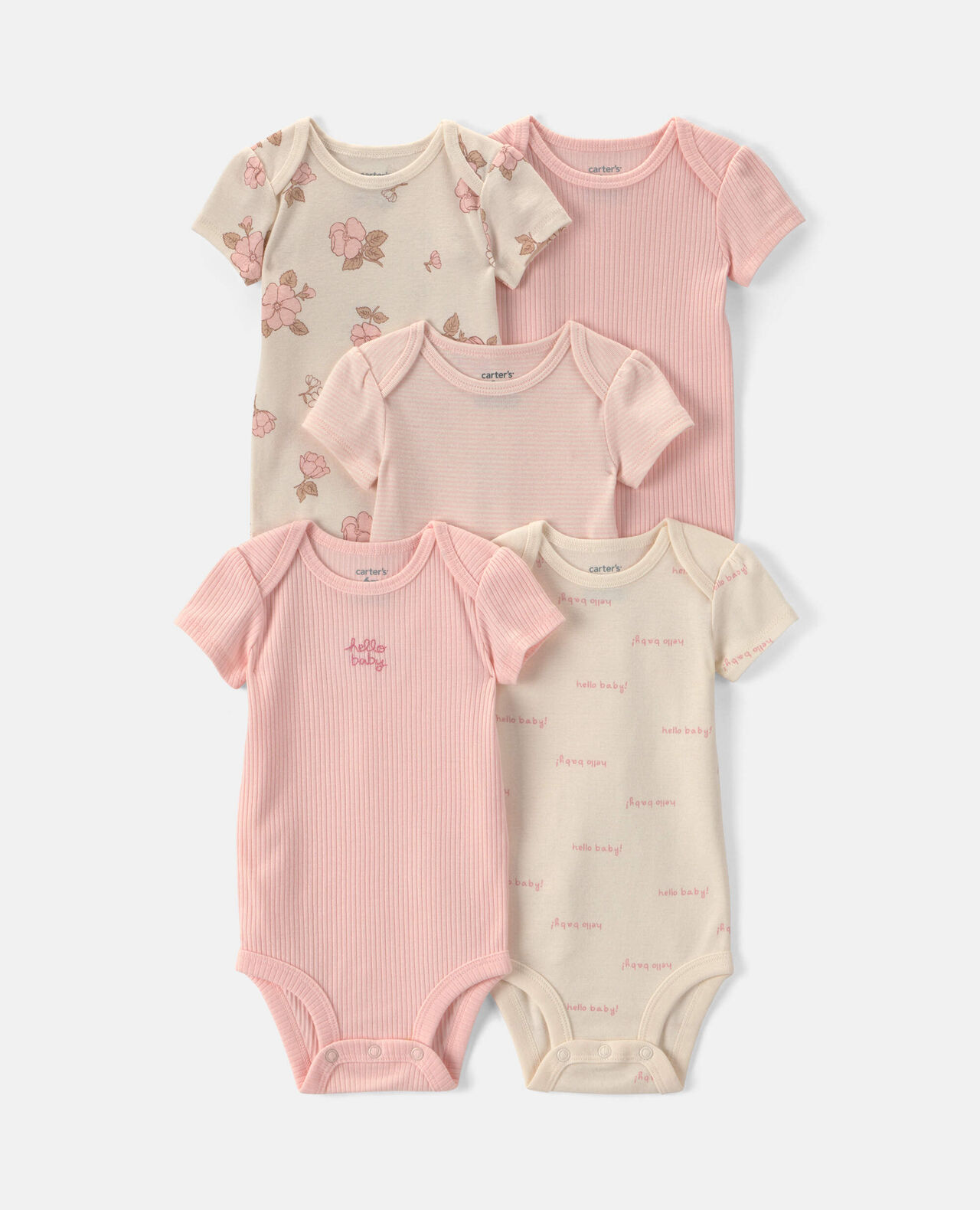 Baby Girl 5-Pack Floral Butterfly Short-Sleeve Multipack Bodysuits - Image 14