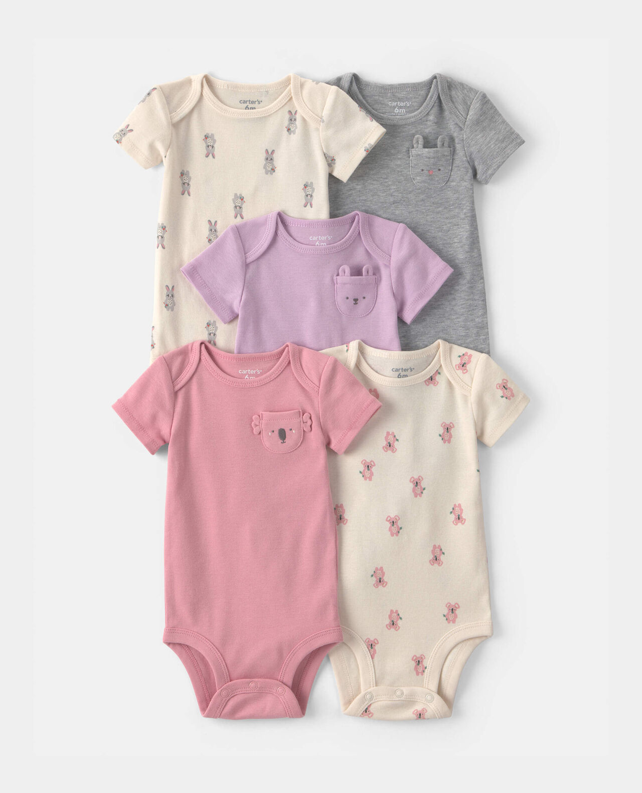 Baby Girl 5-Pack Floral Butterfly Short-Sleeve Multipack Bodysuits - Image 13