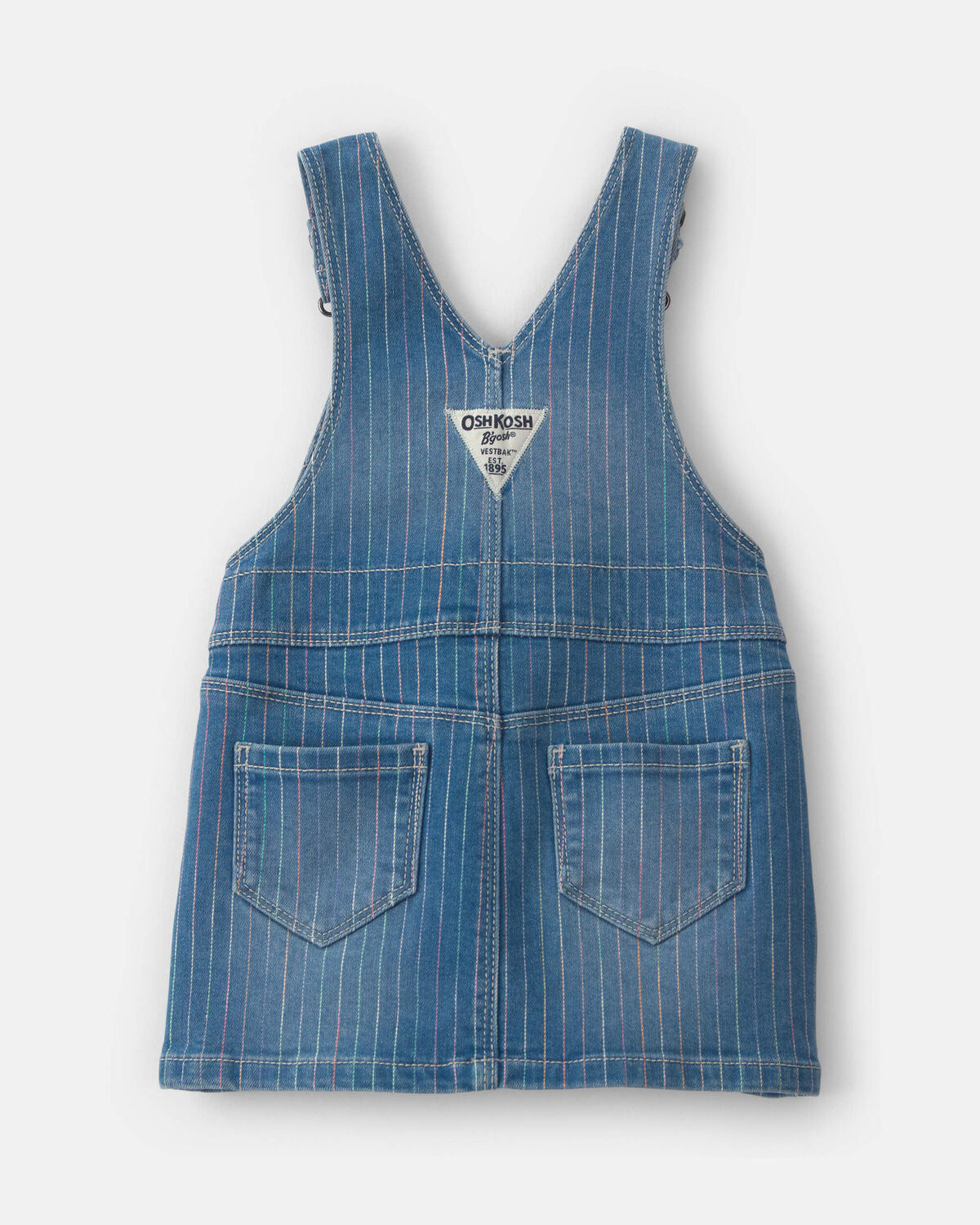 Baby Girl Rainbow Stripe Denim Skirtall - Medium Wash - Image 2