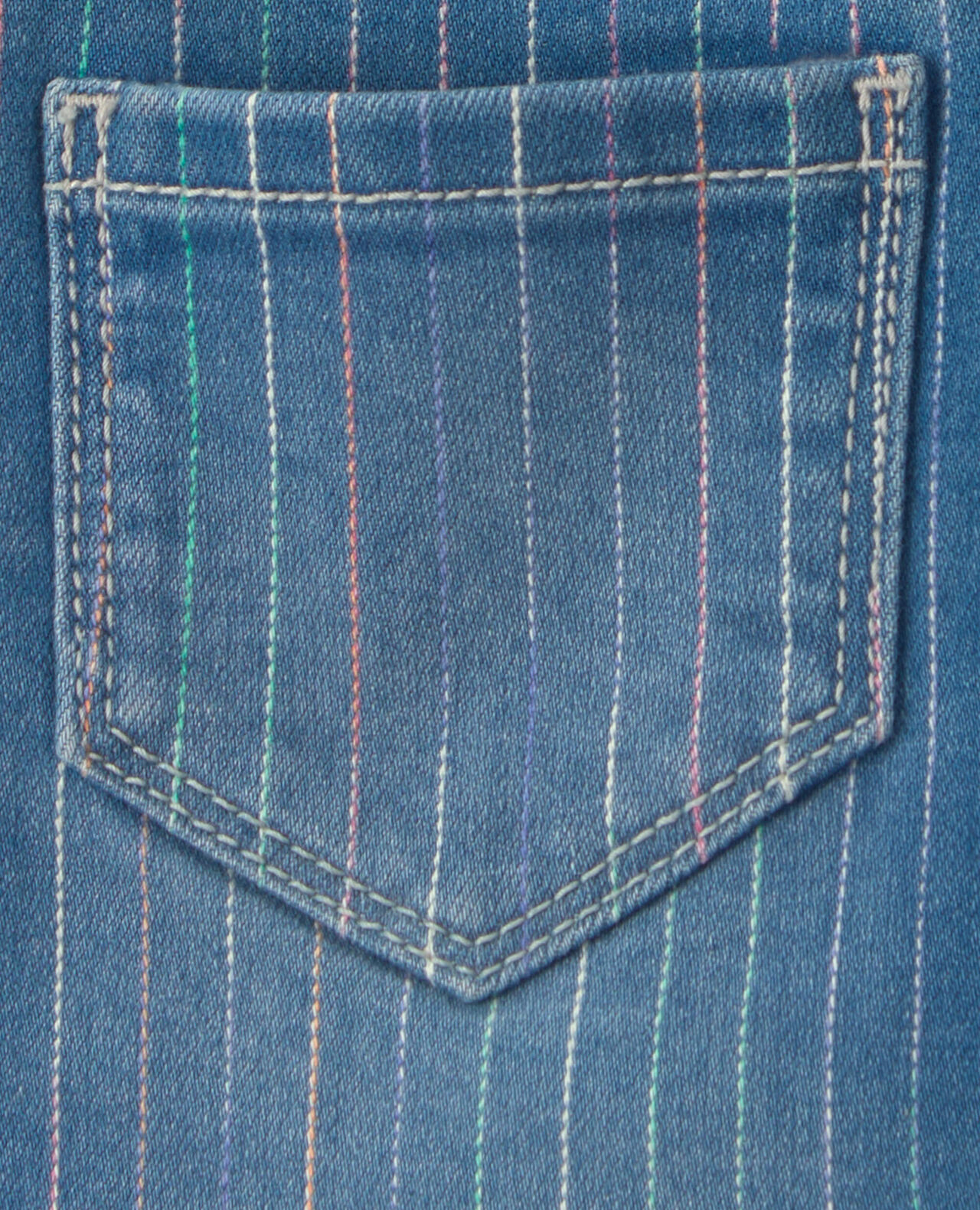 Baby Girl Rainbow Stripe Denim Skirtall - Medium Wash - Image 4