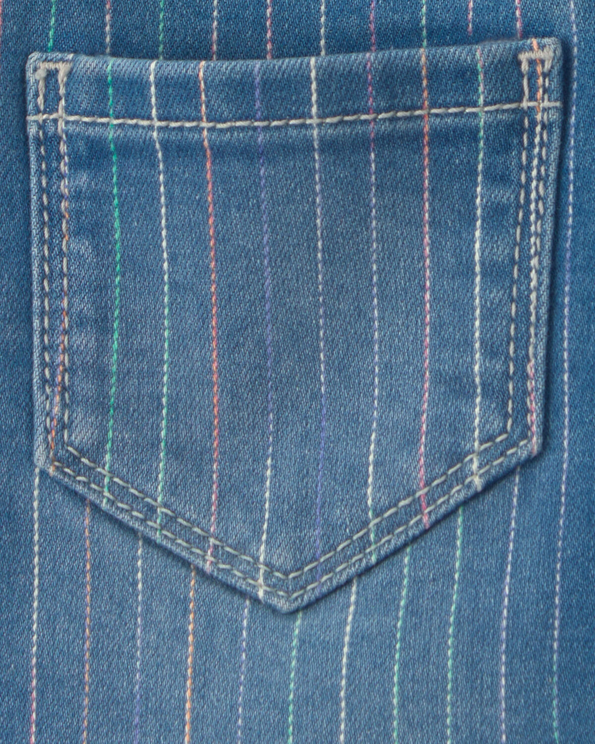 Baby Girl Rainbow Stripe Denim Skirtall - Medium Wash - Image 3