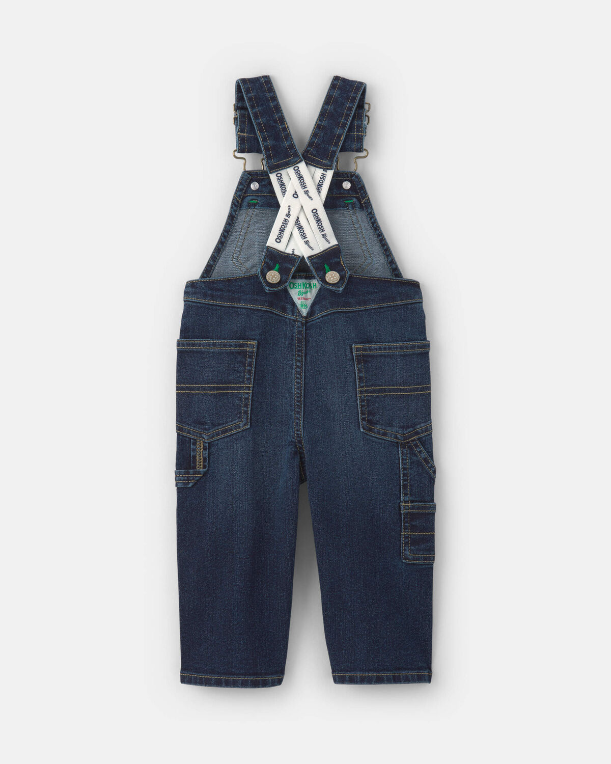 Baby Elastic Strap Denim Overalls - Dark Wash - Image 2
