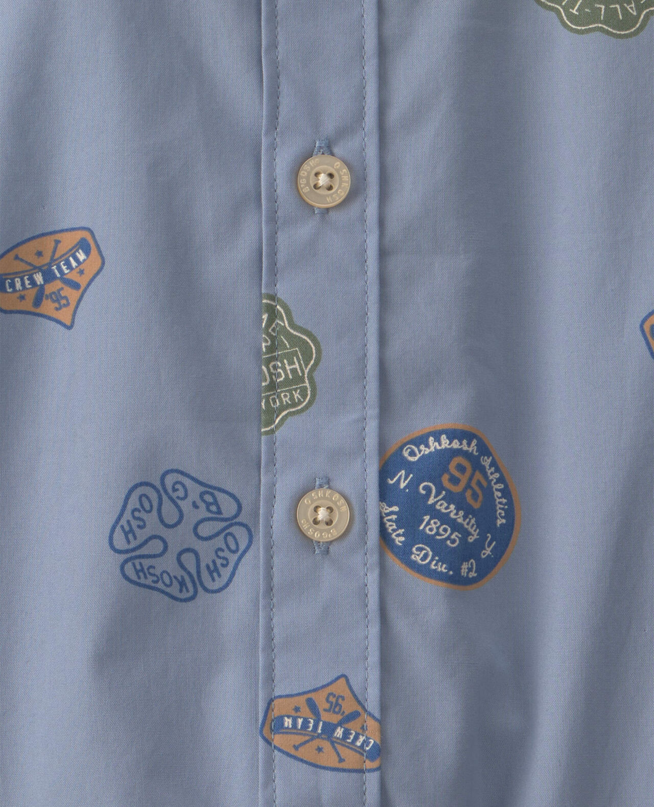 Baby Boy Patchwork Poplin Short-Sleeve Button-Down Bodysuit - Blue - Image 3