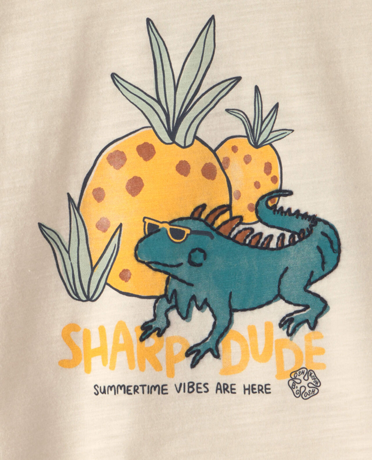 Baby Boy 'Sharp Dude' Iguana Graphic Tee - Cream - Image 3