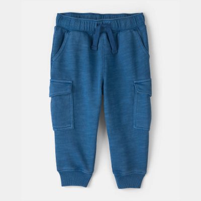 Baby Boy French Terry Cargo Knit Joggers - Blue