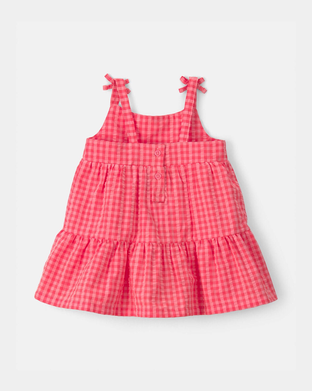 Baby Girl Gingham Sleeveless Dress - Coral - Image 2