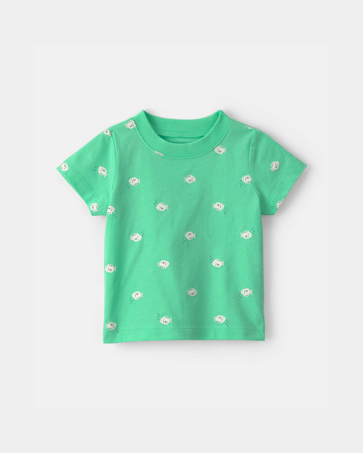 Baby 2-Piece Fish Short-Sleeve Overall Set - Green/Ivory - Image 3