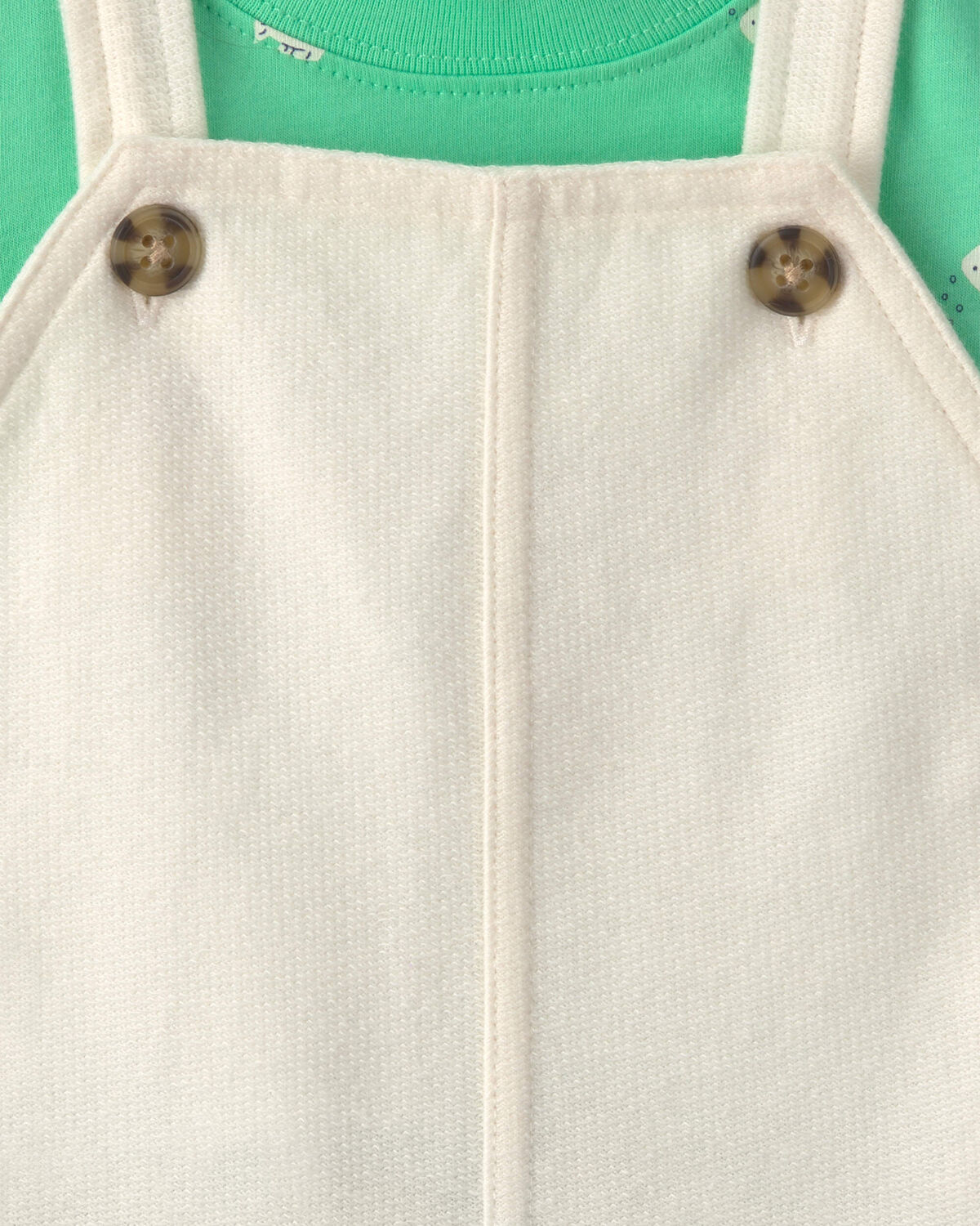 Baby 2-Piece Fish Short-Sleeve Overall Set - Green/Ivory - Image 4