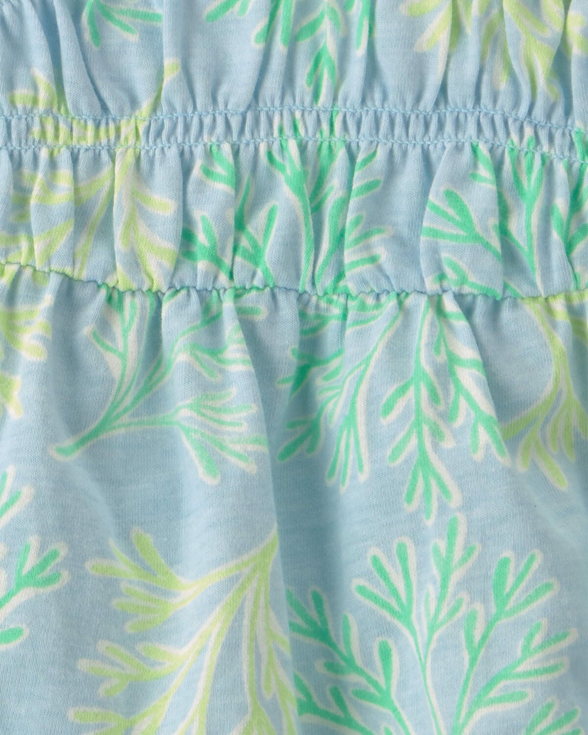 Baby Girl 3-Piece Coral Top & Short Set - Blue/Green - Image 2